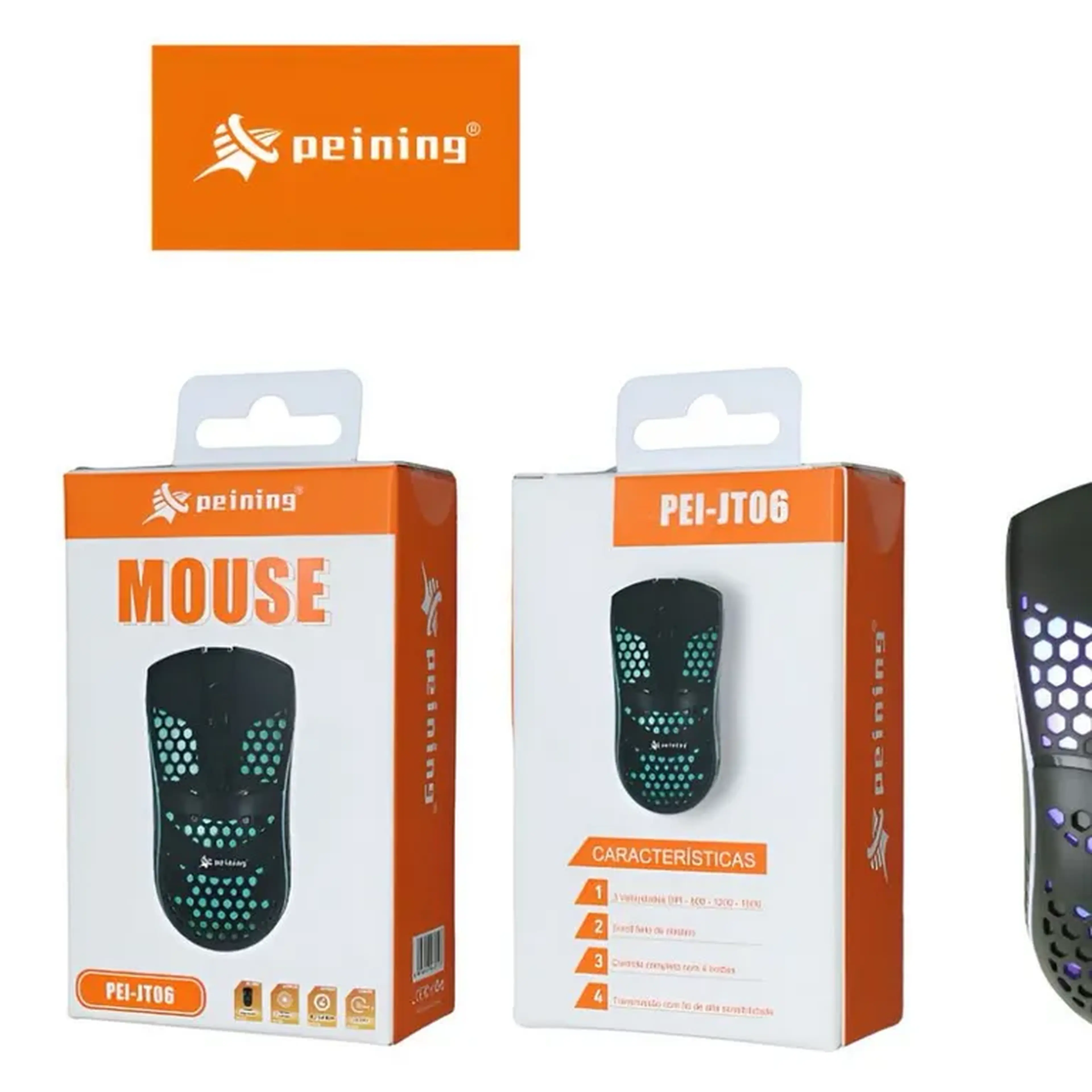 🖱️Peining Mouse Gamer LED RGB 1600DPI imagem