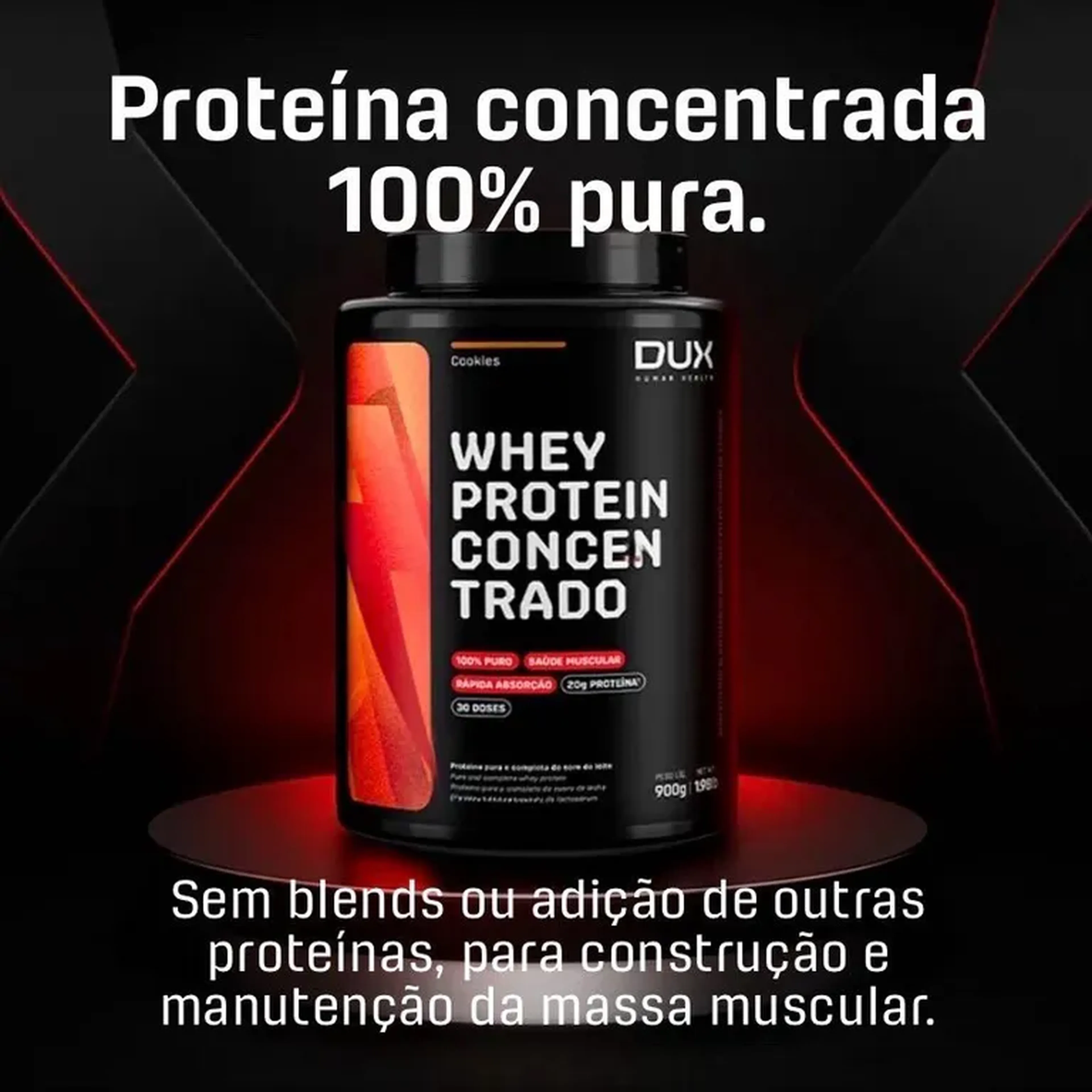 Dux Human Health Whey Protein Concentrado - Sabor Cookies - 900g imagem