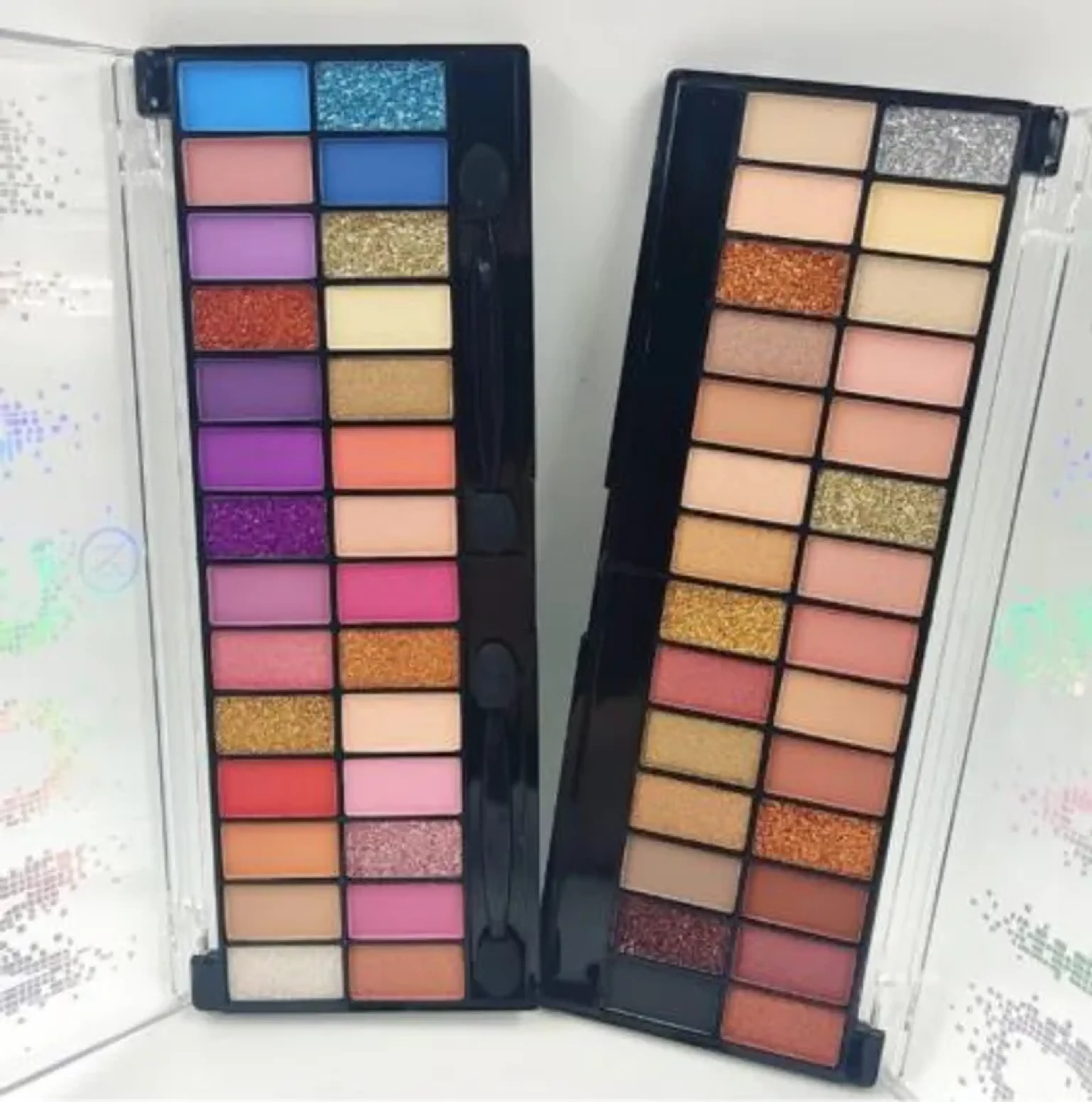 Kit 2 Paletas My Life Mosaic 28 Cores C Glitter Colorida e Nude imagem
