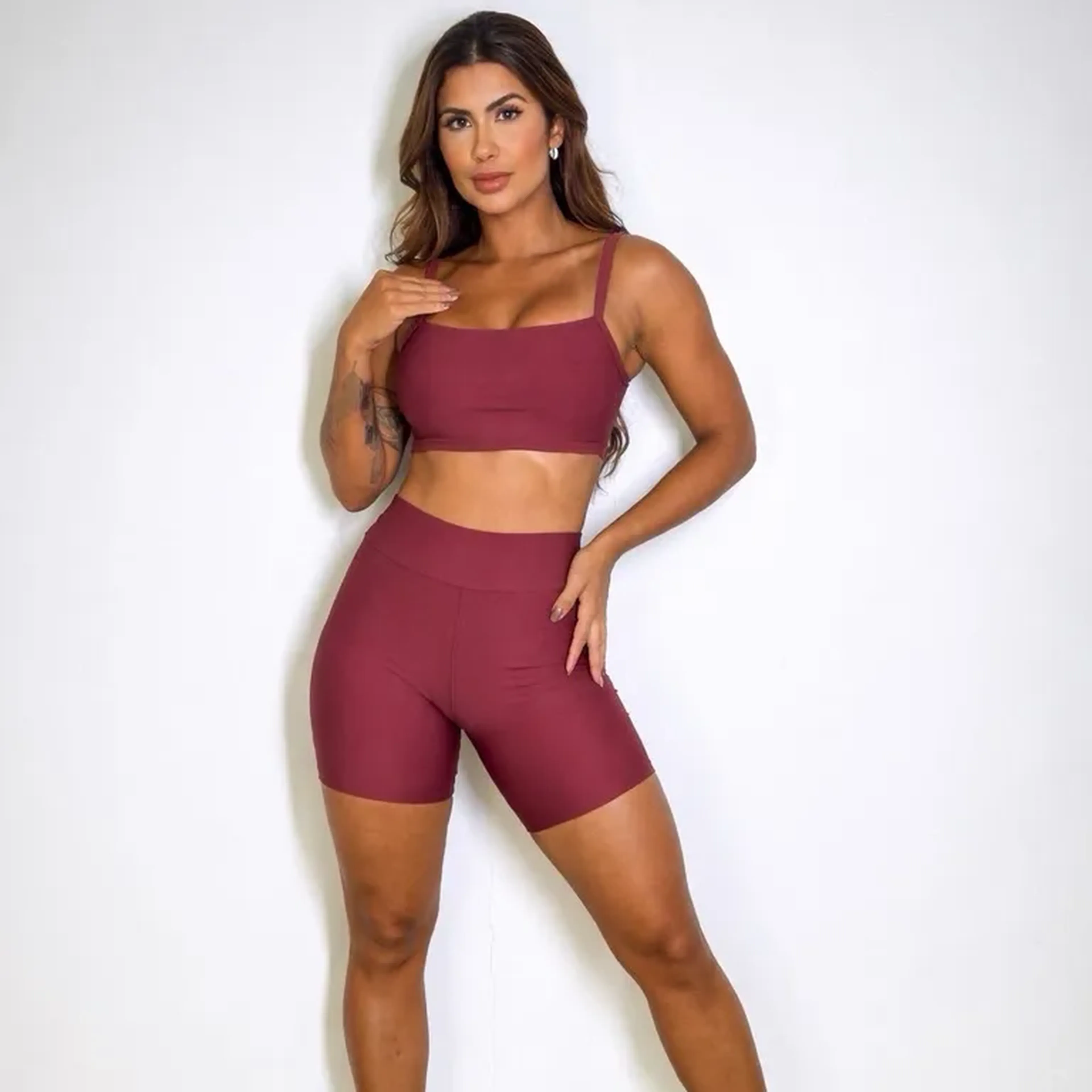 Conjunto Short Básic - Vinho imagem