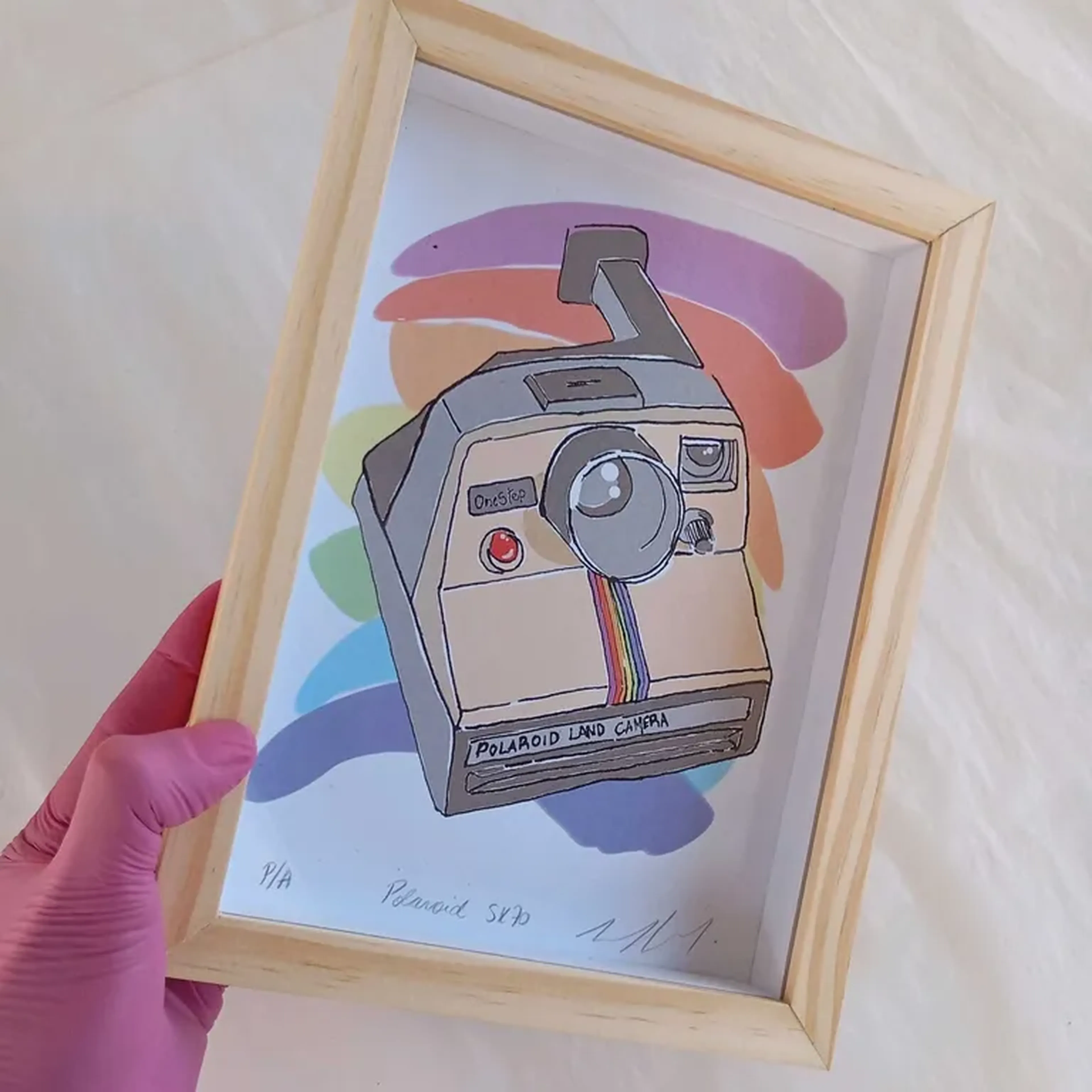 We Love Cameras - Polaroid SX70 - 15x21 cm moldura alta imagem