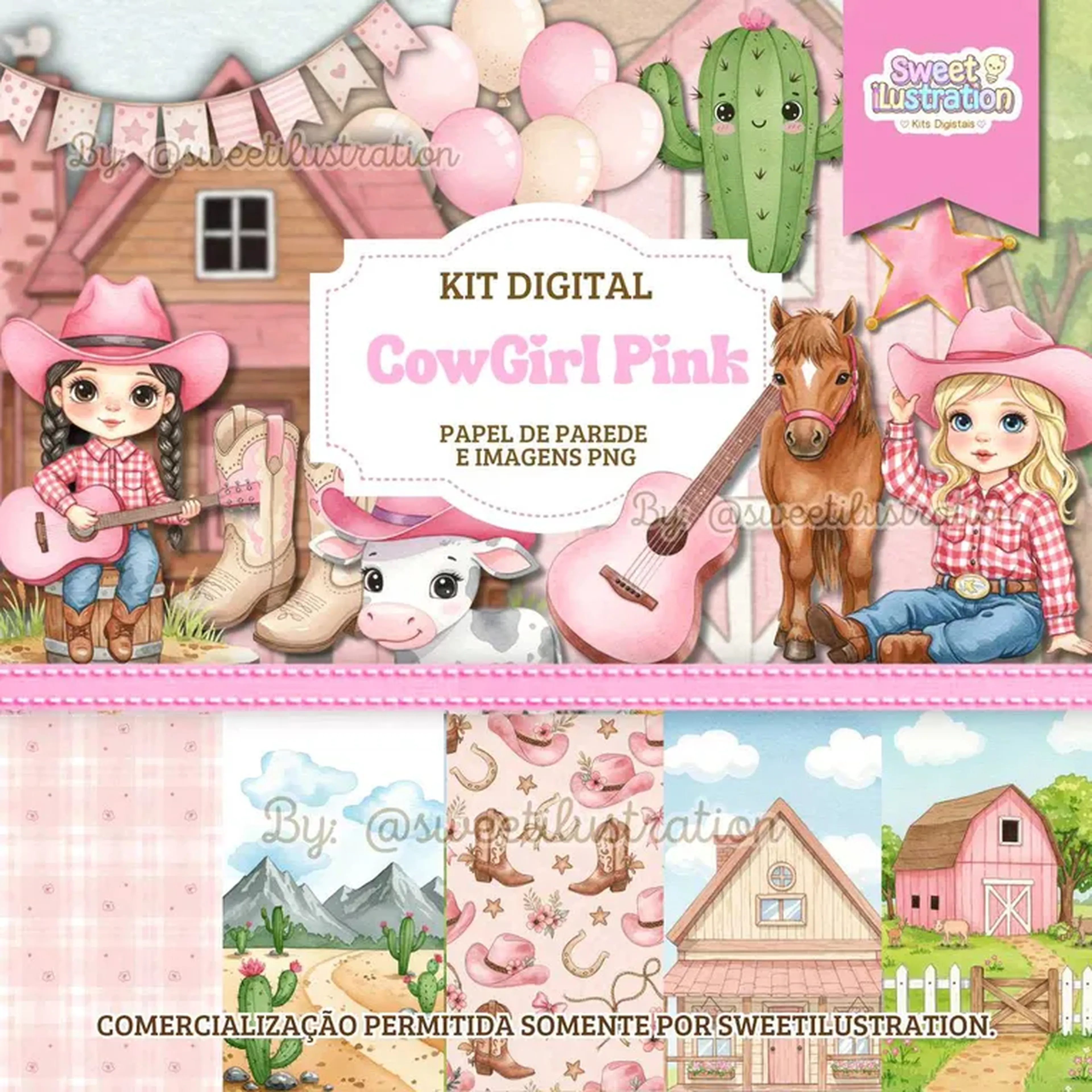 Kit Digital Cowgirl Pink imagem