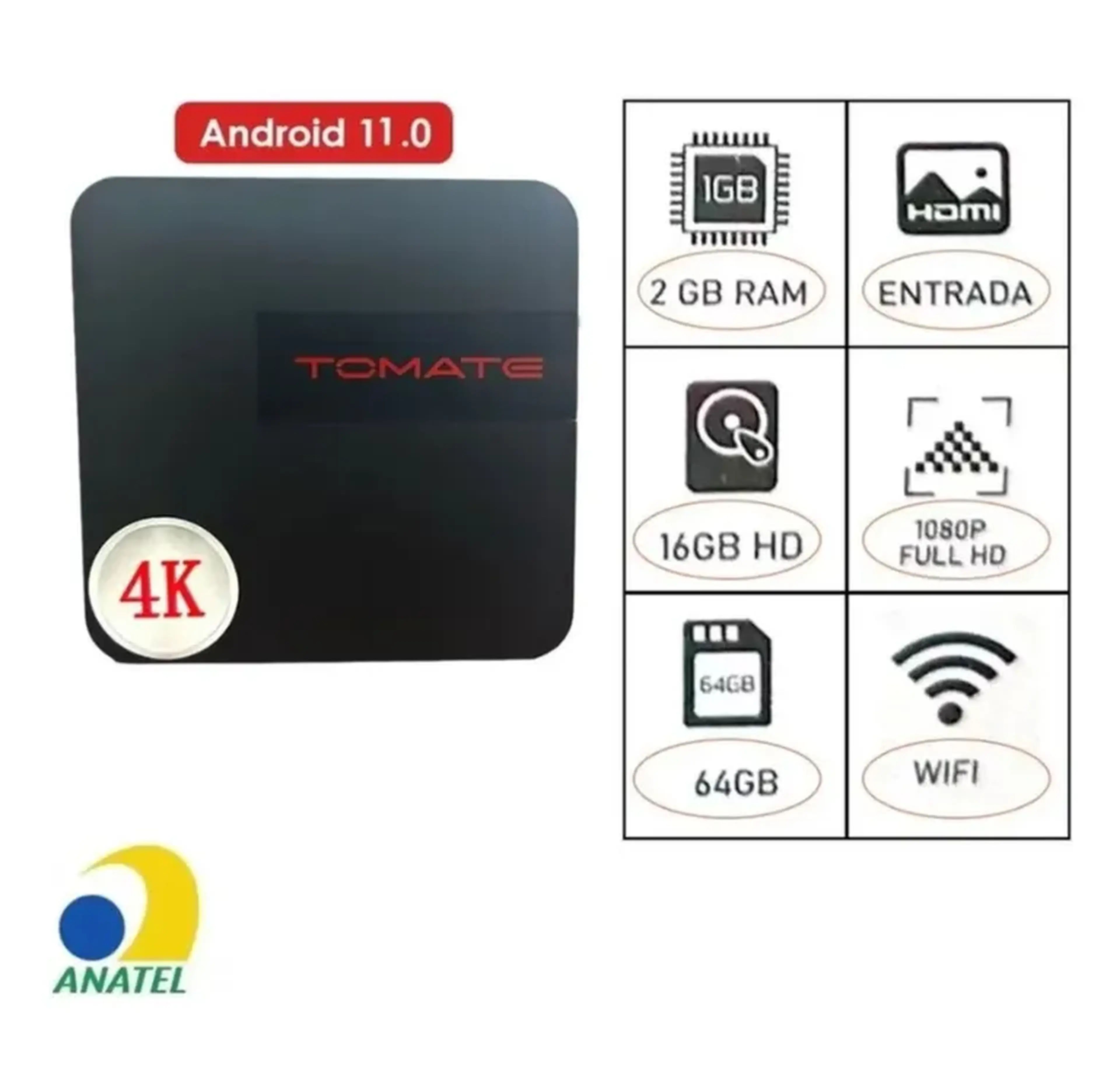 Smart Tv Box 4k Ultra Hd Tomate + 1 mes gratis de Unitv imagem