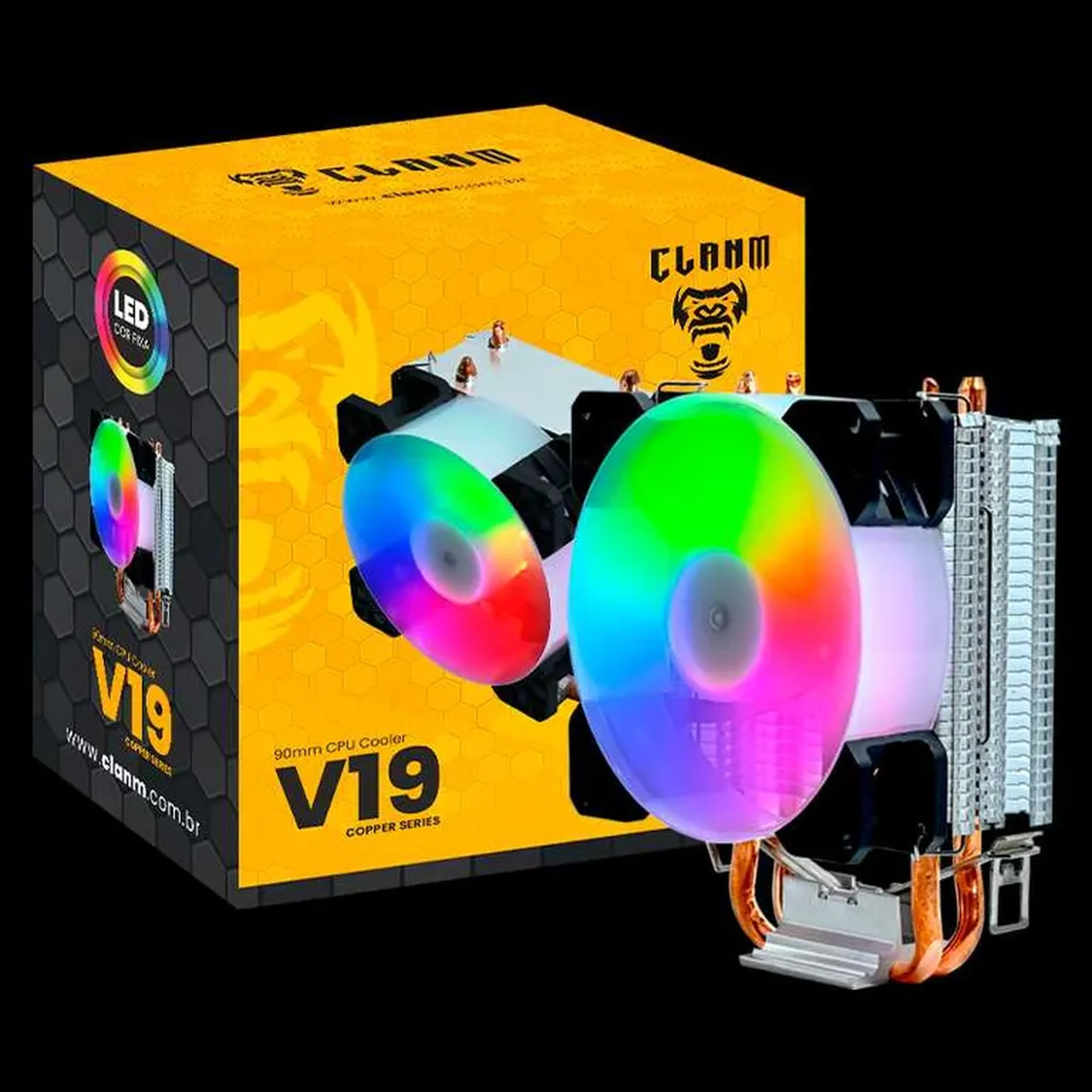 CPU COOLER FAN V19 | LED FIXO 4 PIN – CLANM Gamer imagem