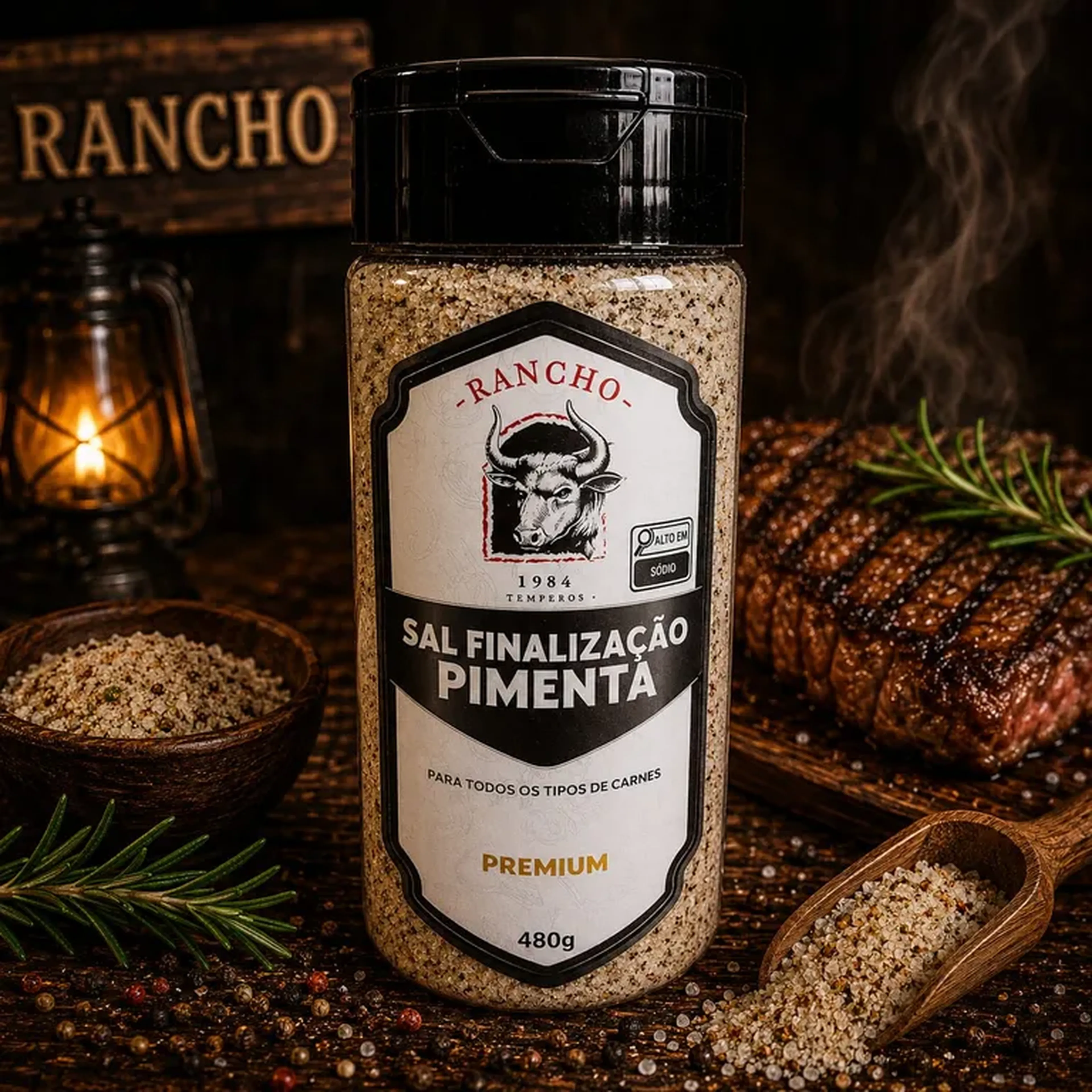 Tempero Para Churrasco Sal Finalização Pimenta Rancho 1984 480g imagem