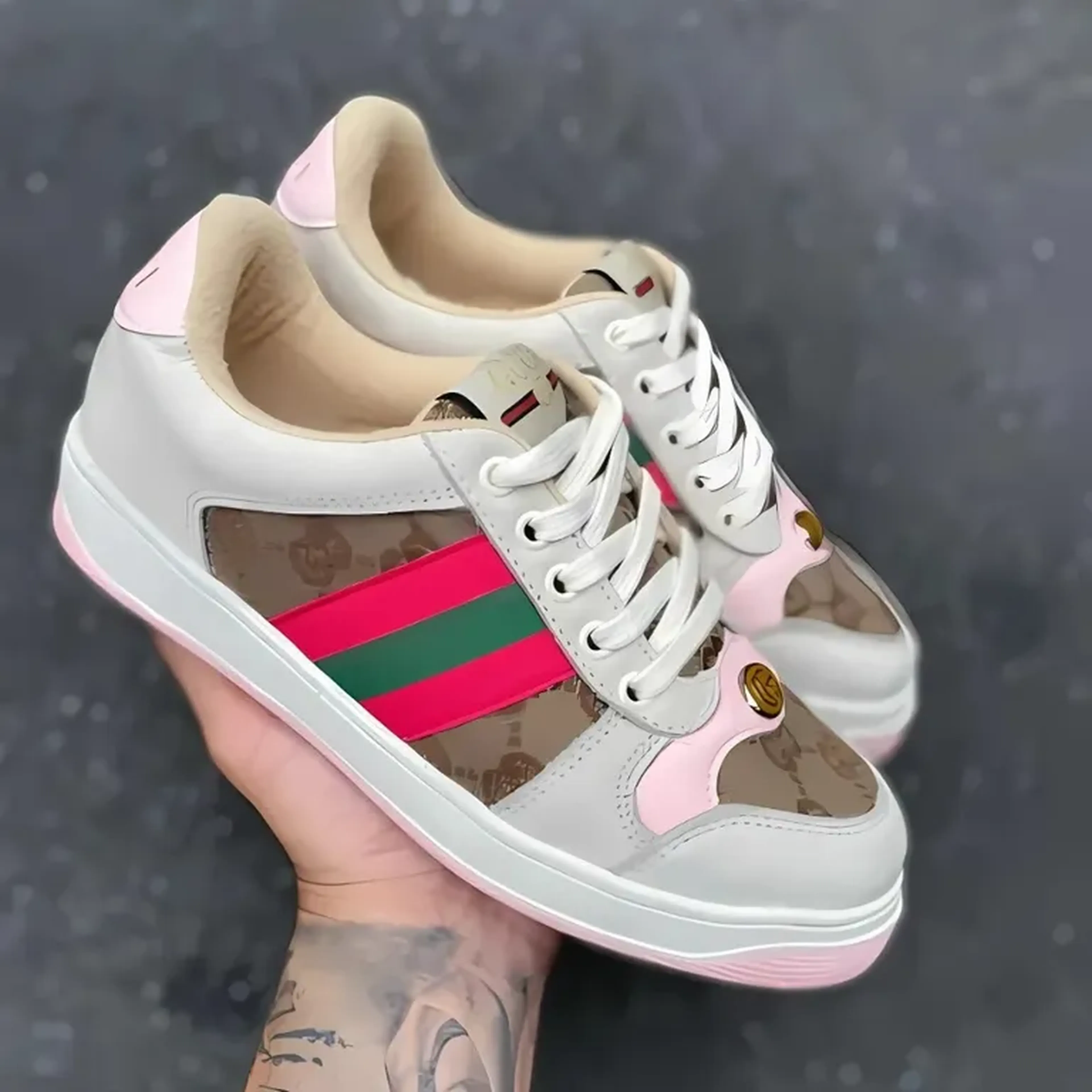 Gucci Screener Rose e Branco Premium imagem