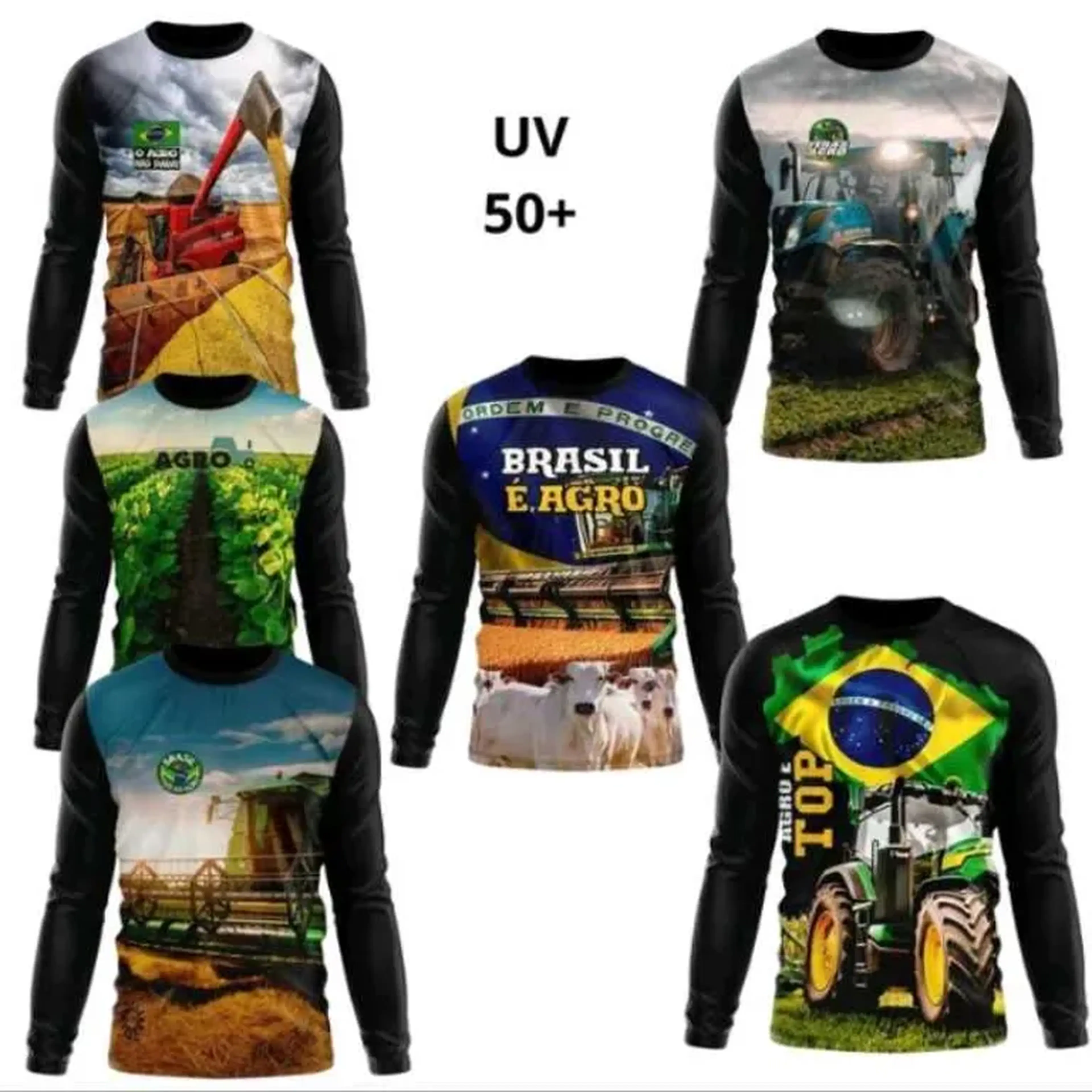 Camisa masculina proteção UV trabalho dia a dia estampas variada imagem