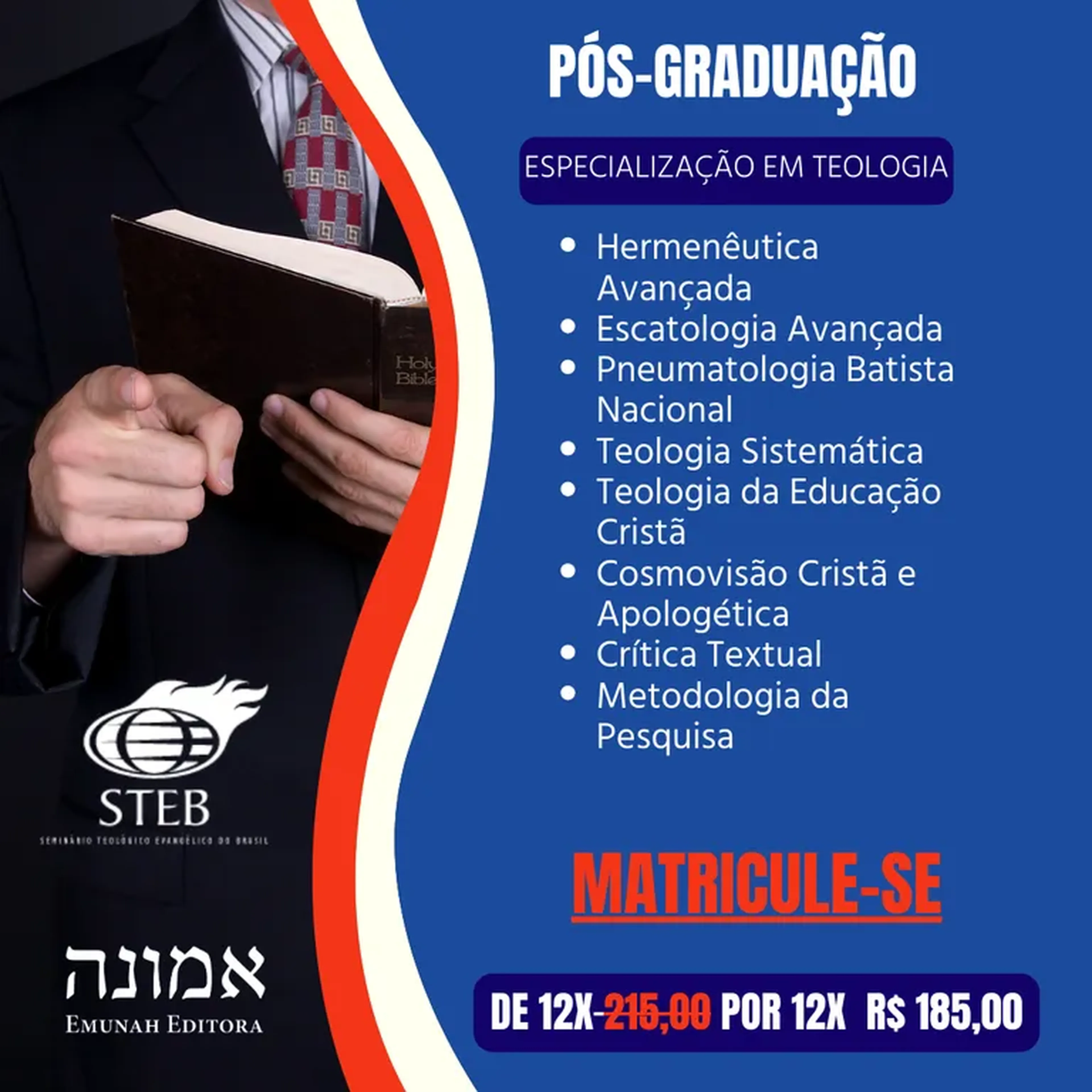 Pré-matrícula - Especialização em Teologia para professores imagem