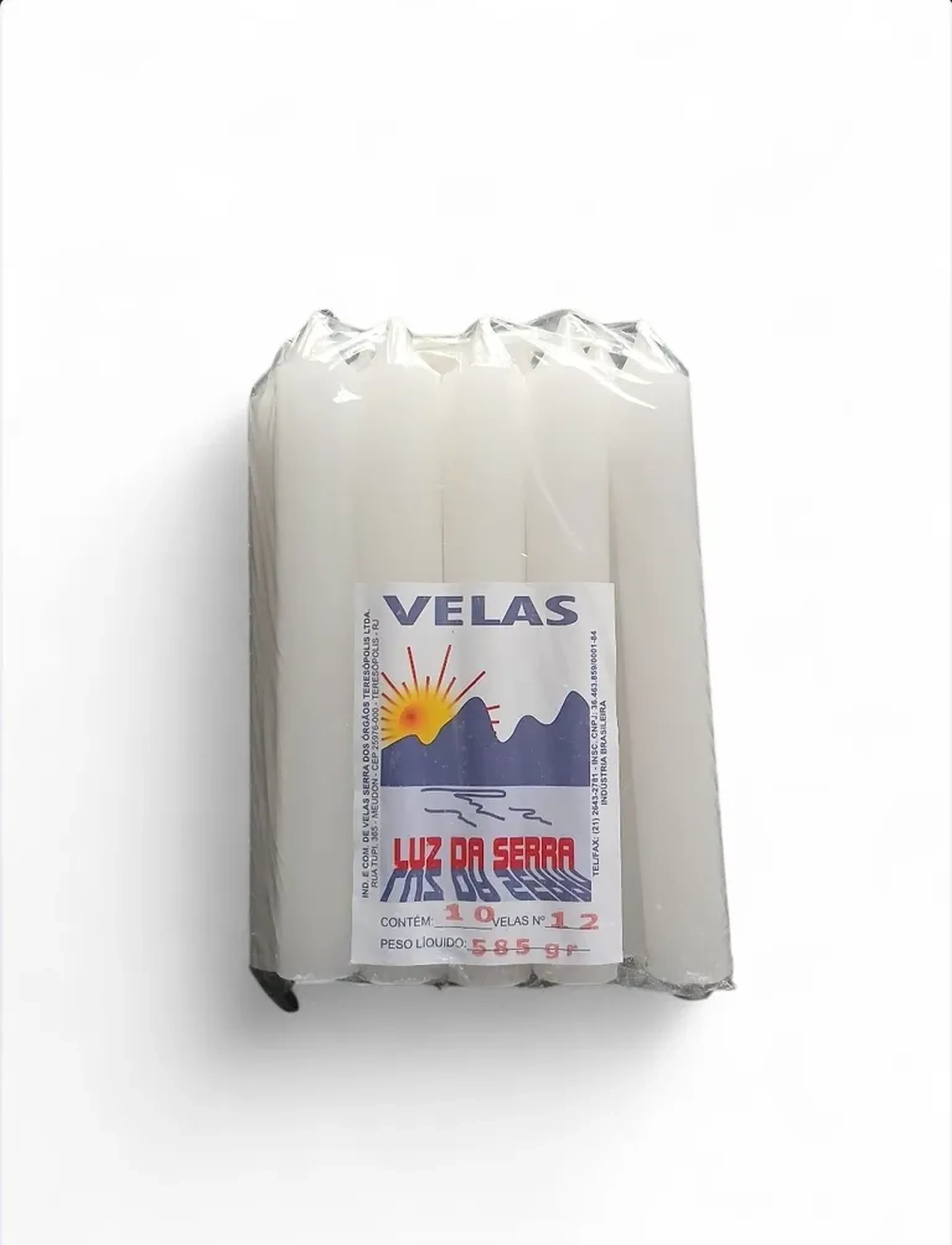 PACOTE DE VELAS LUZ DA SERRA NÚMERO 12 COR BRANCA imagem