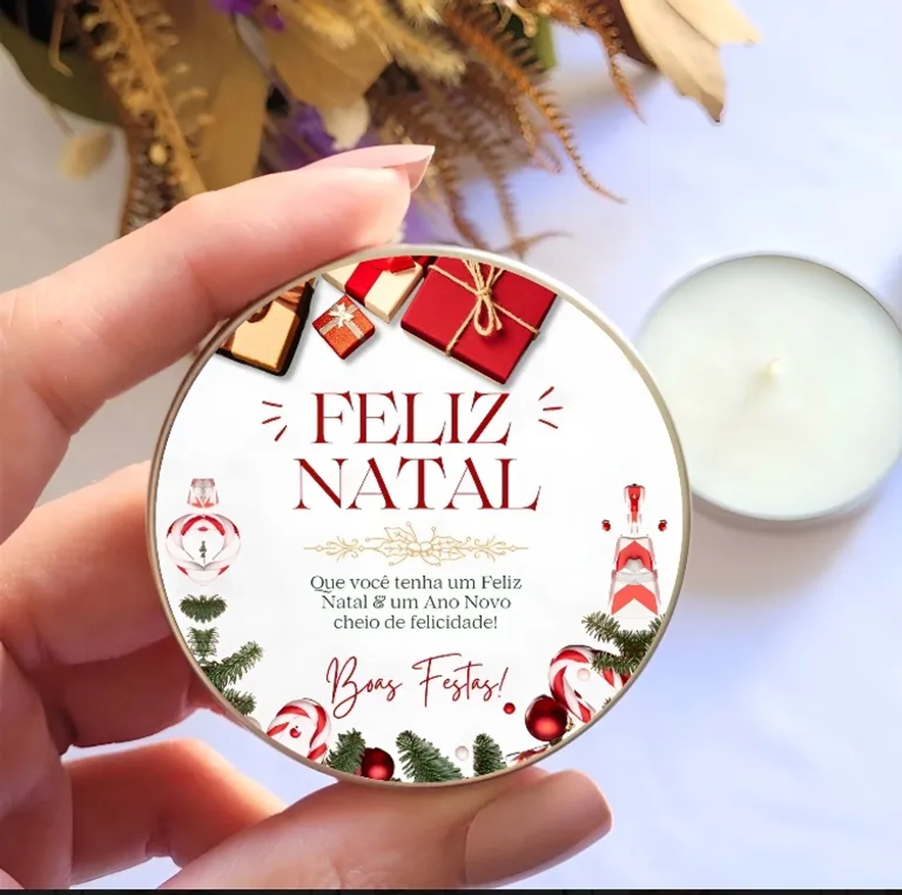 Mini Vela Natal Presente Colaborados Empresa imagem
