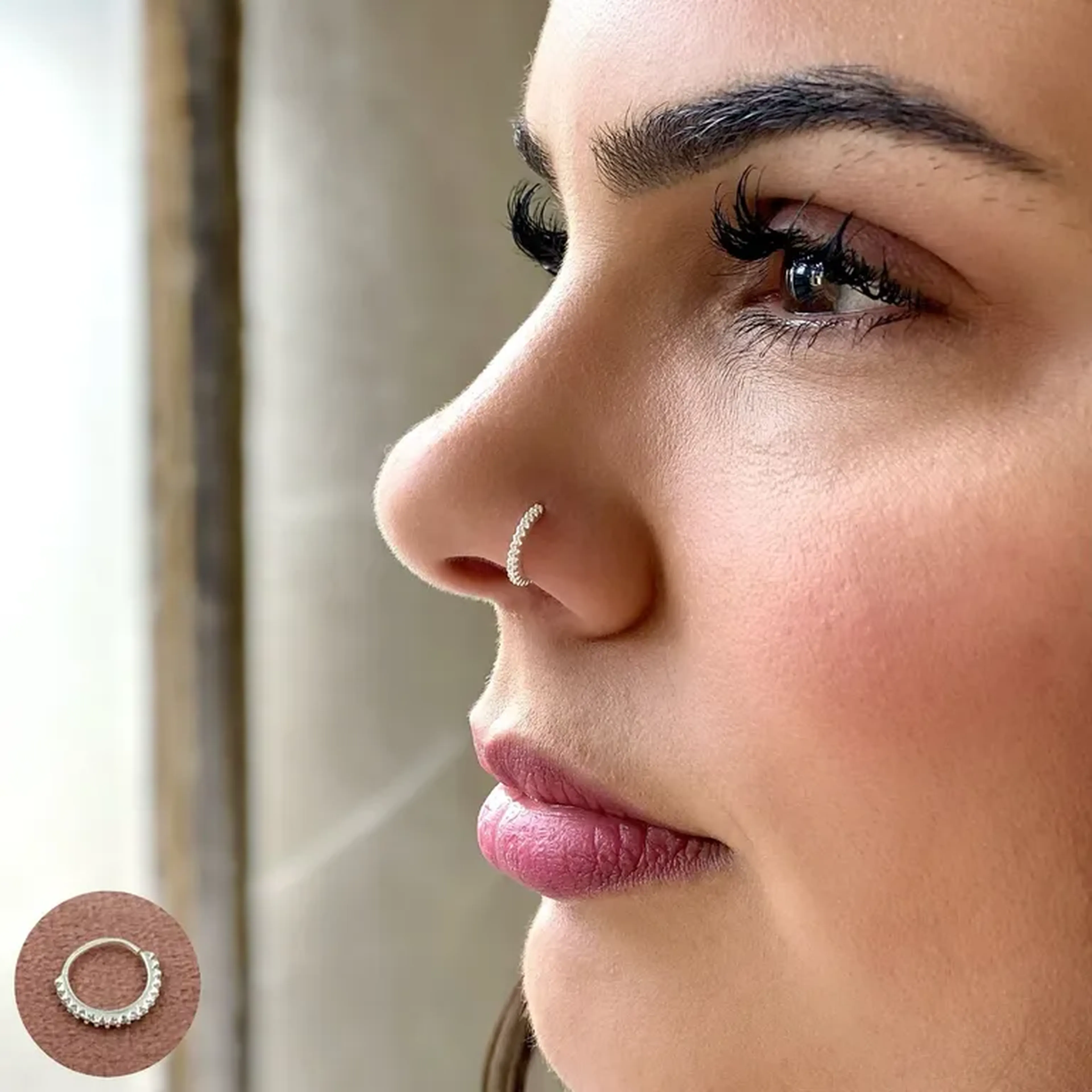 Piercing de Prata 925 Argola com Zircônias imagem