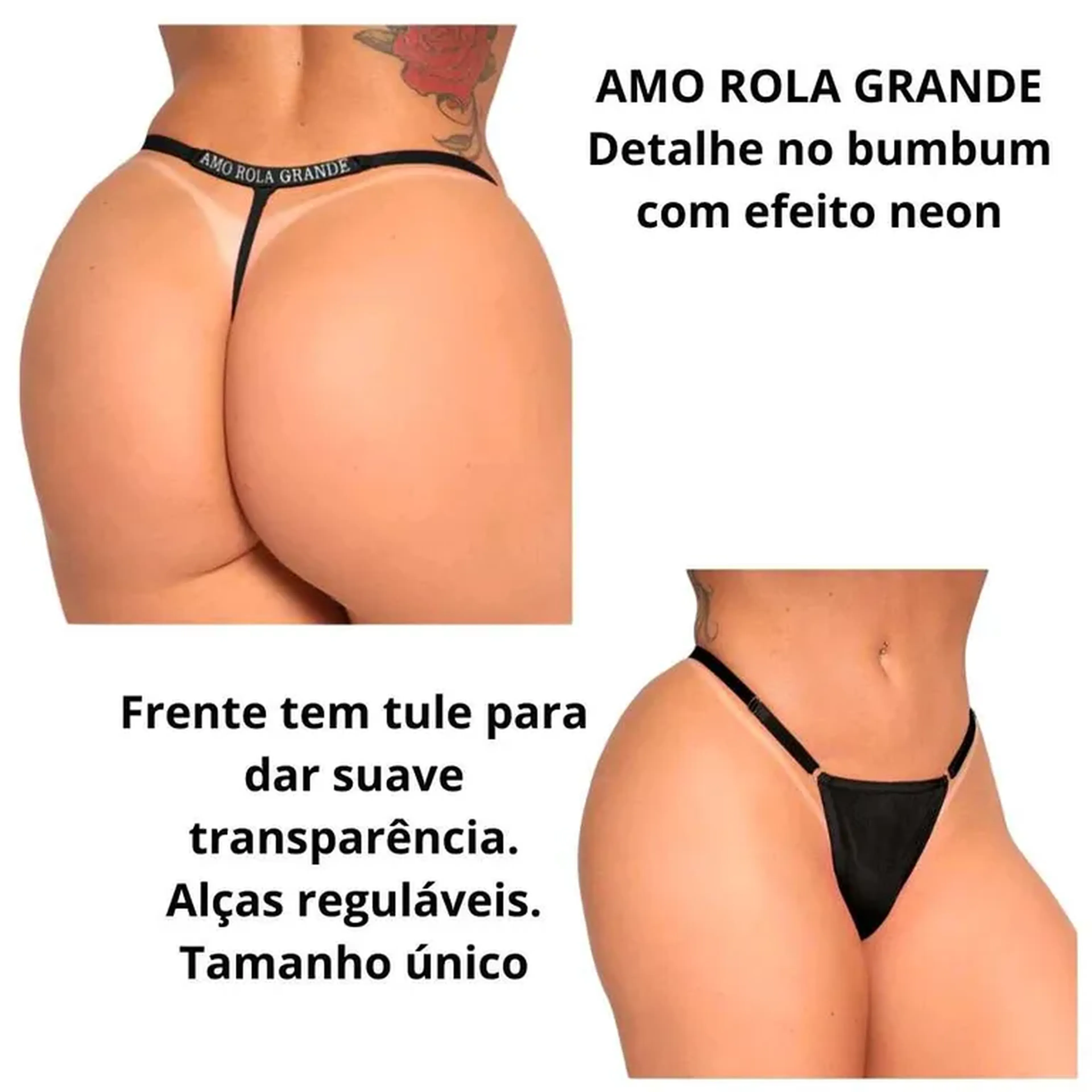 Calcinha AMO ROLA GRANDE (brilha no escuro) imagem