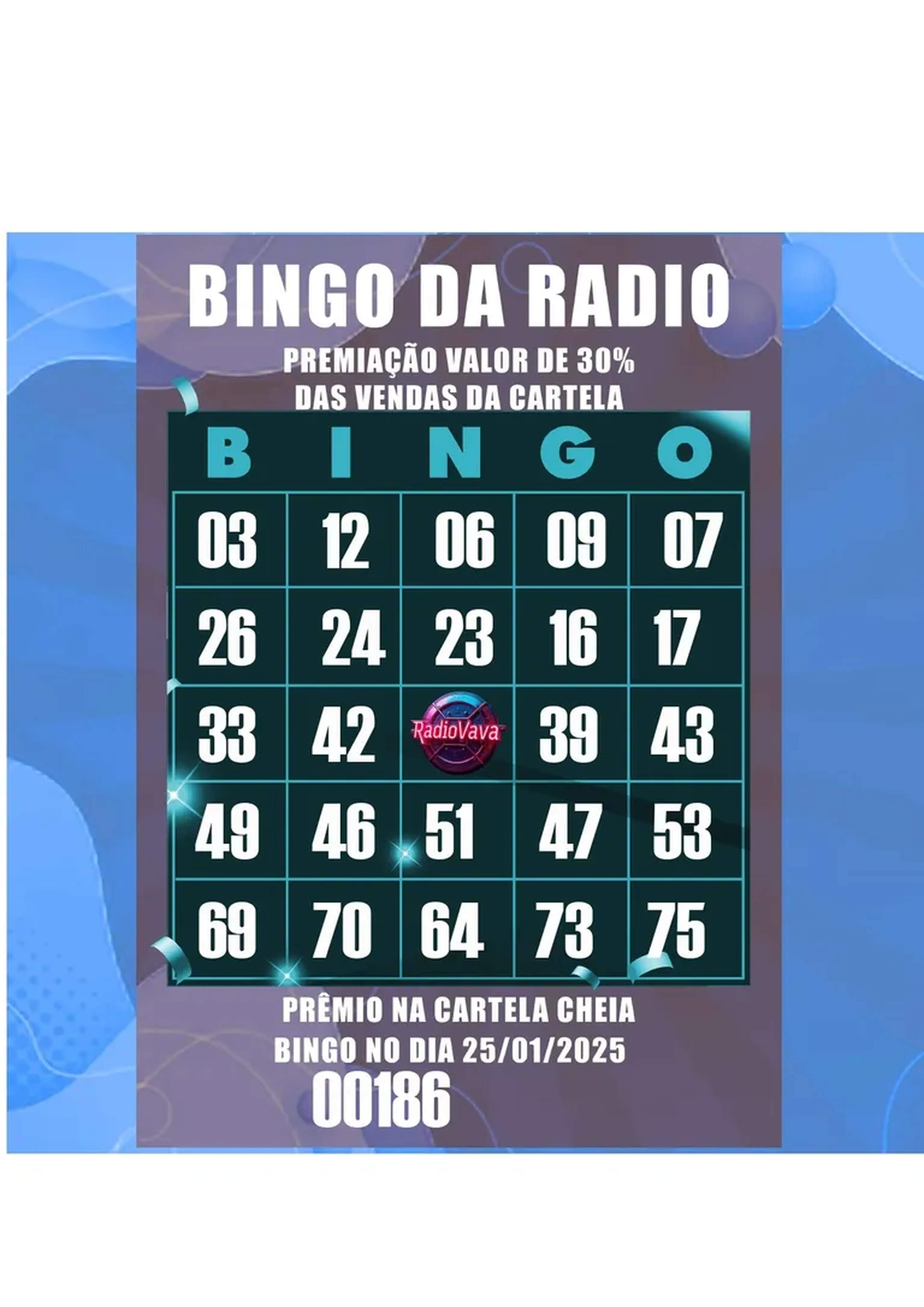 CARTELA BINGO Nº 186 imagem