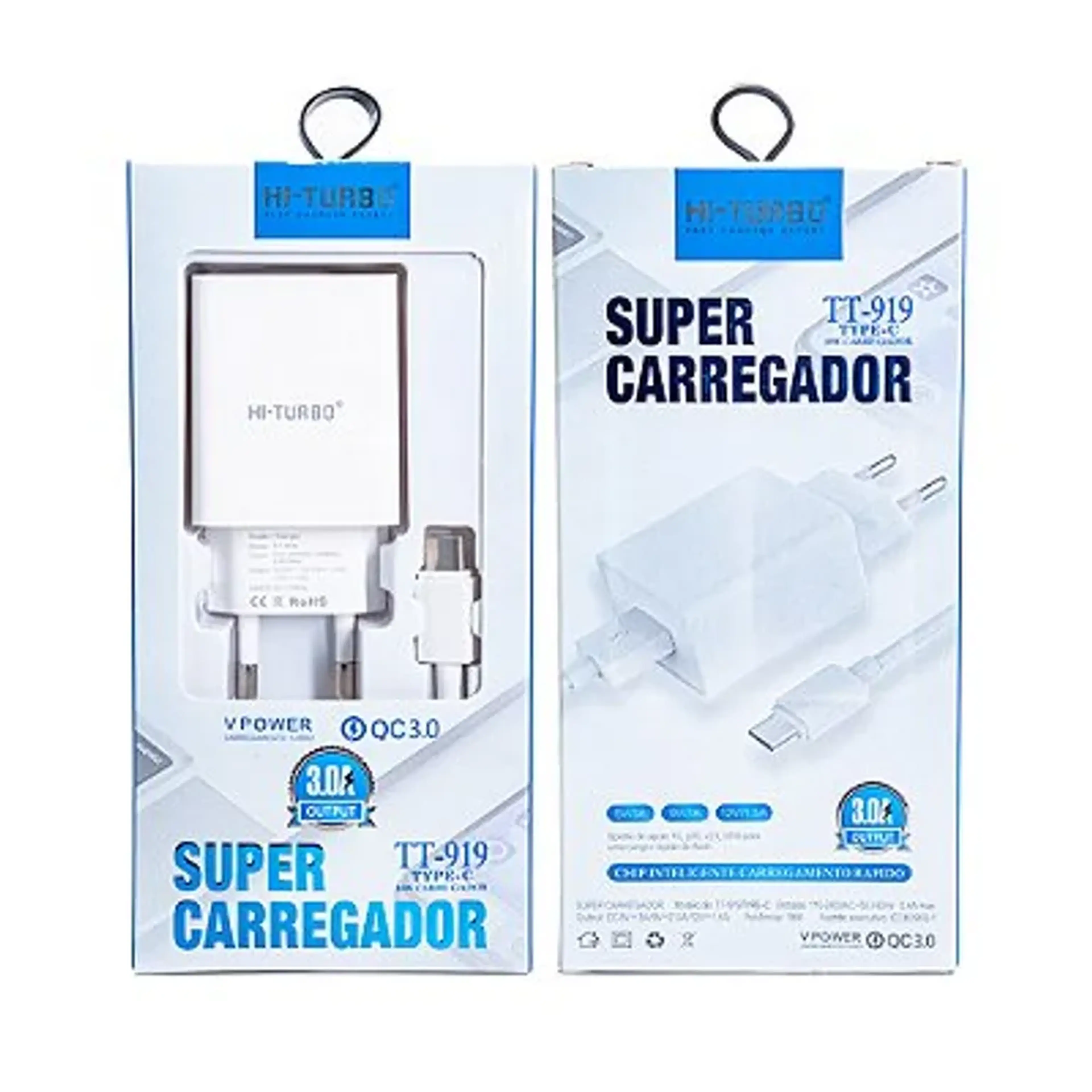 SUPER CARREGADOR MICRO V8 USB TT 919 HI TURBO imagem