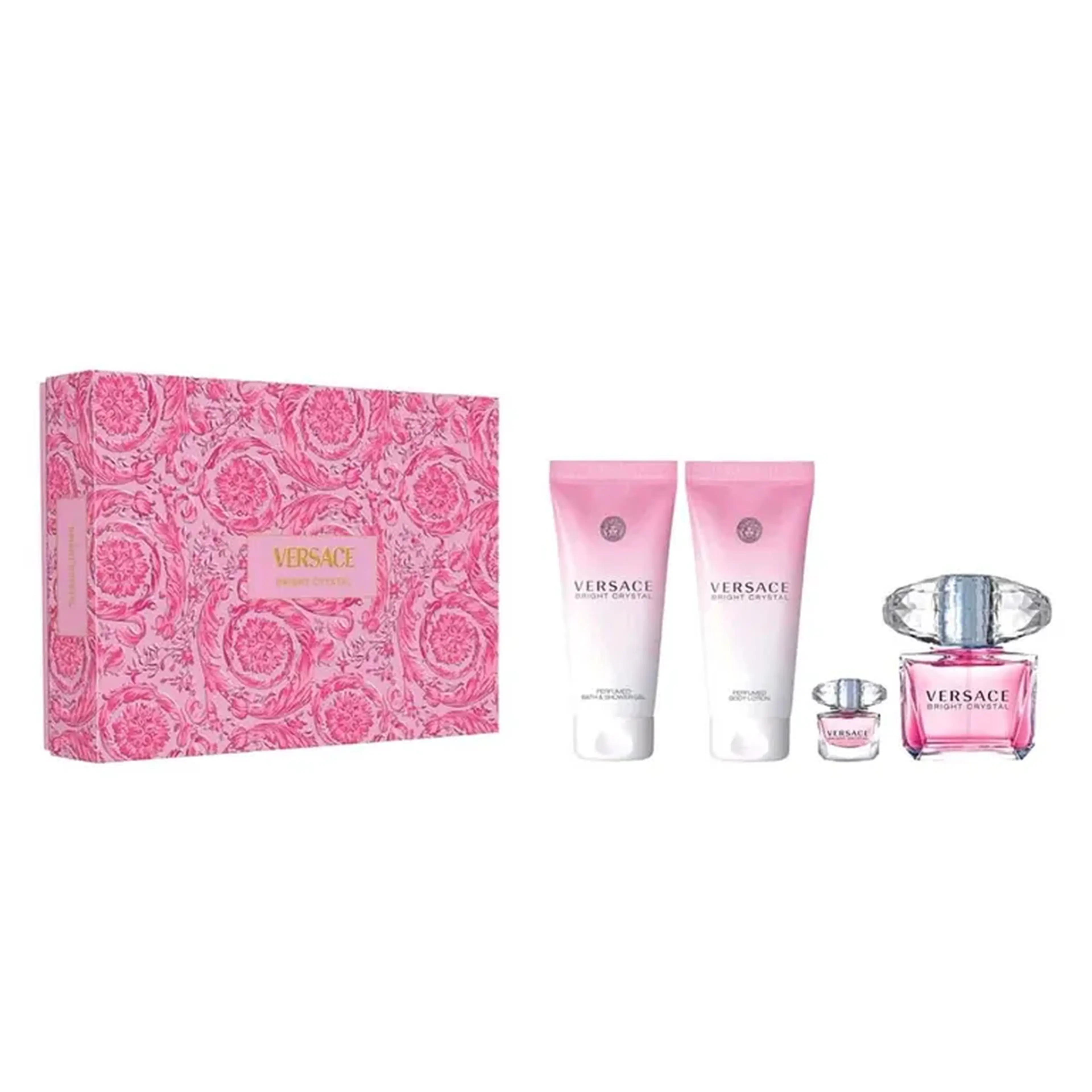 KIT VERSACE BRIGHT CRYSTAL EDT 90ML BODY LOTION 100ML Mini 5ml. imagem