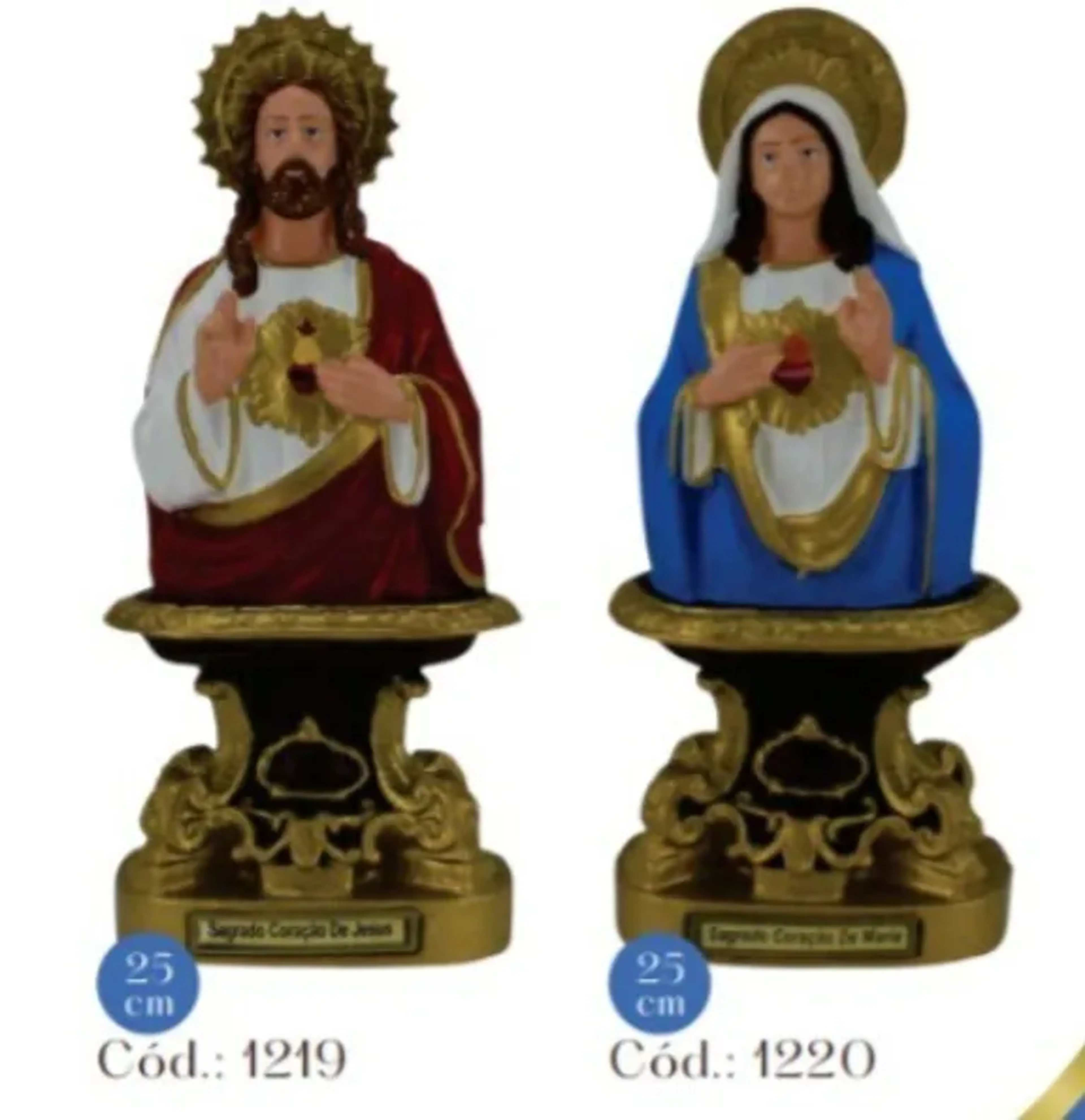 IMAGEM MESA 25 CM CORAÇAO DE JESUS E MARIA imagem