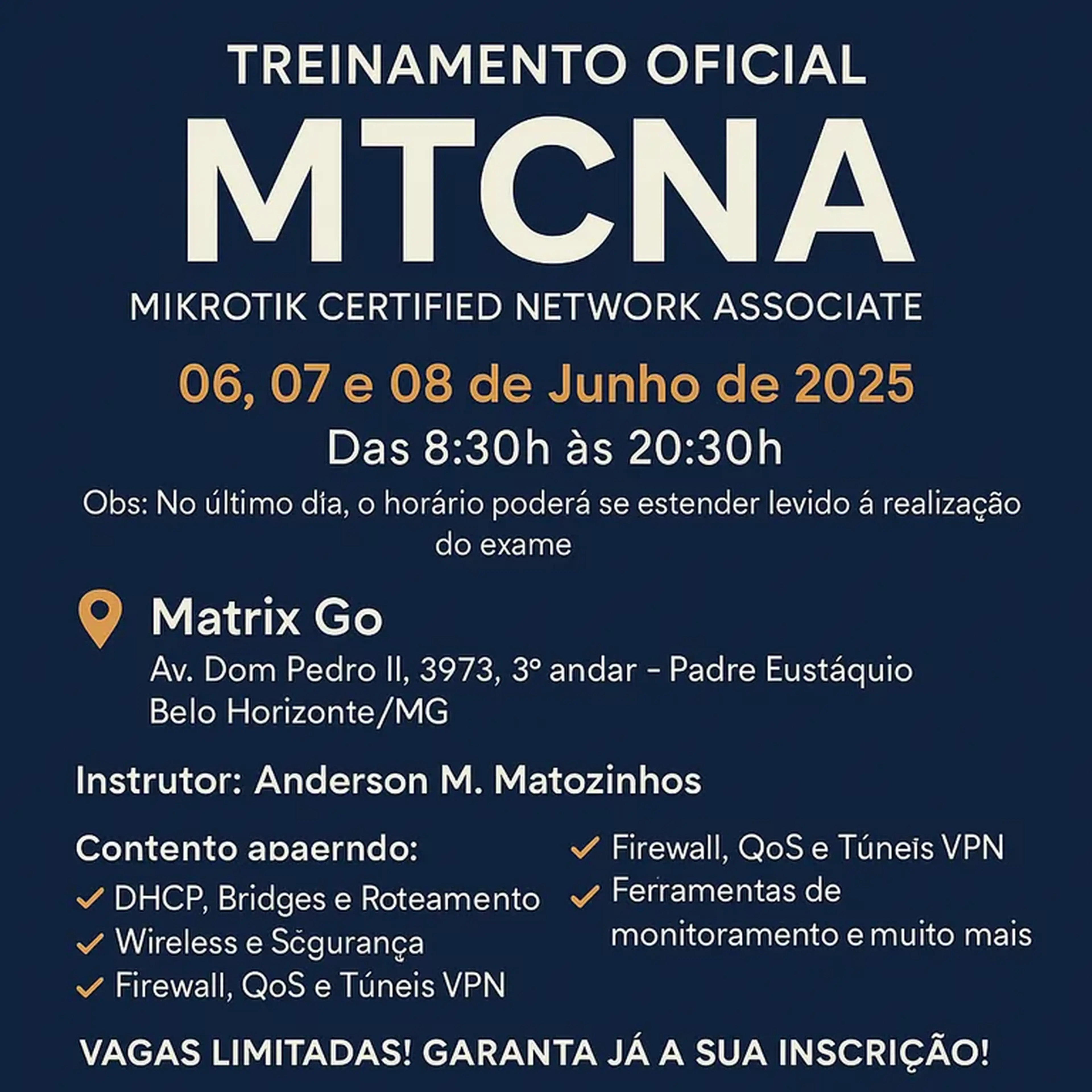 Certificação Oficial MTCNA Belo Horizonte imagem