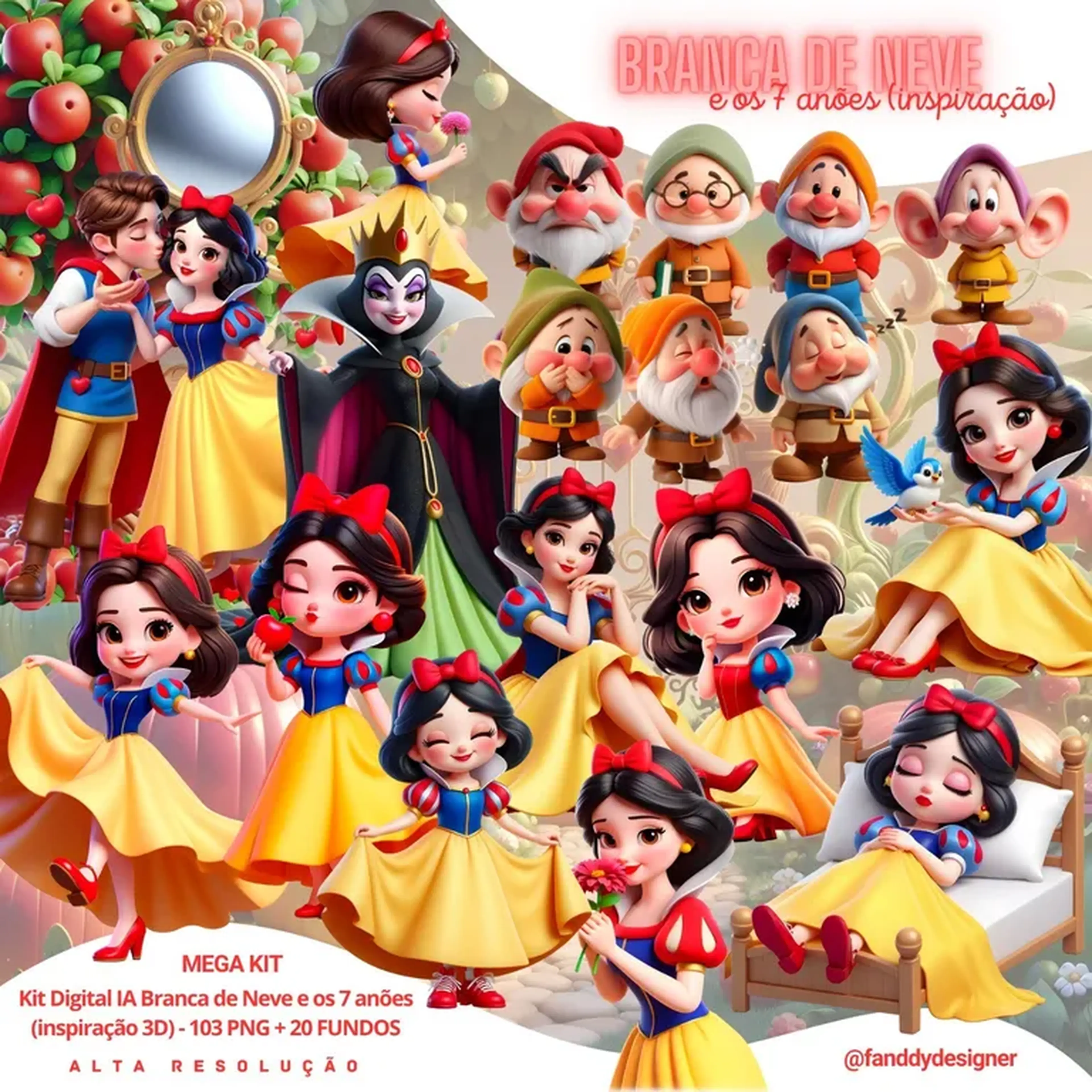 Kit Digital 3D Branca de Neve e os 7 anões imagem