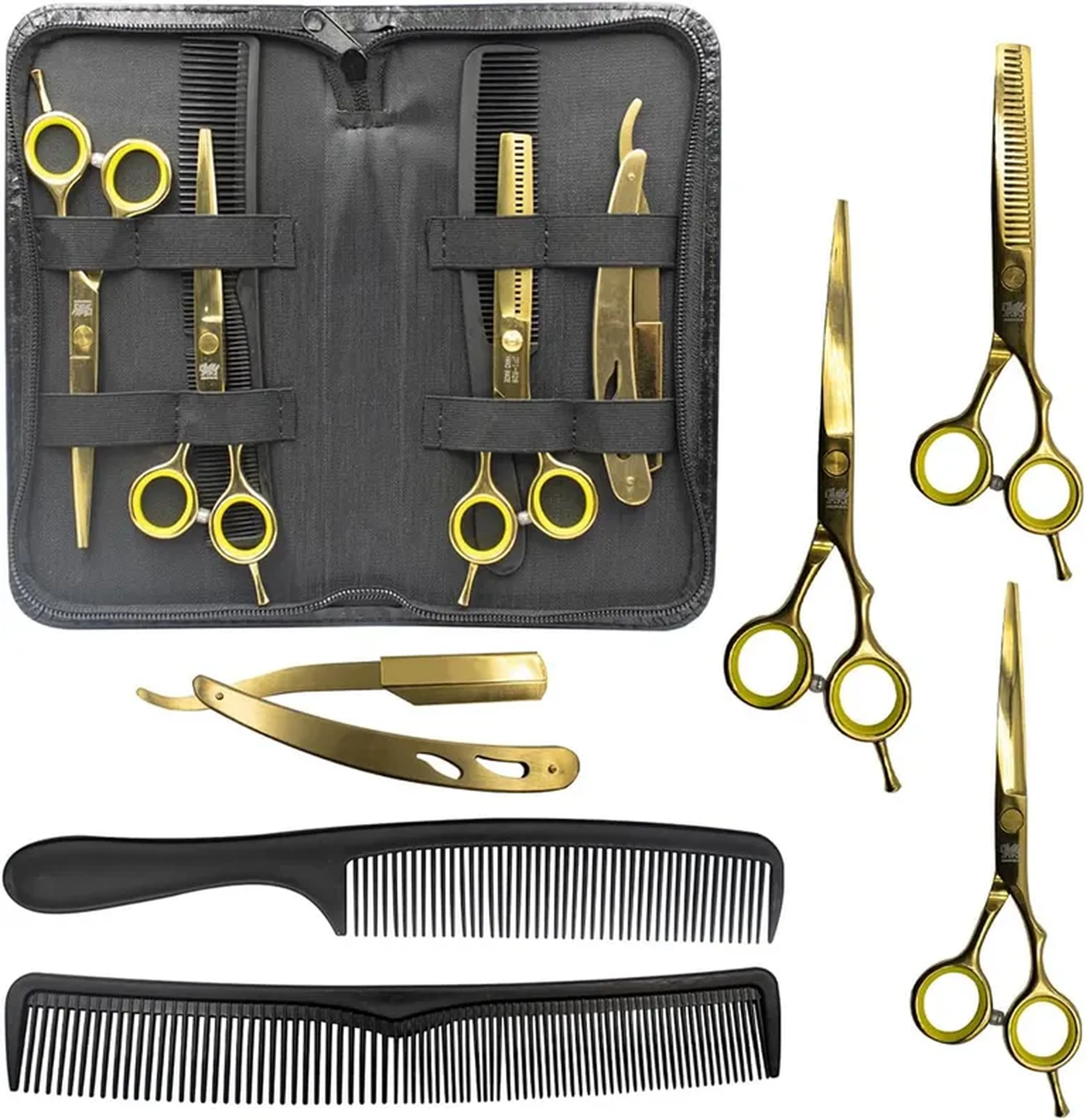 Kit Barbeiro Kapbom KA-5509: Tesouras Profissionais e Navalhete imagem