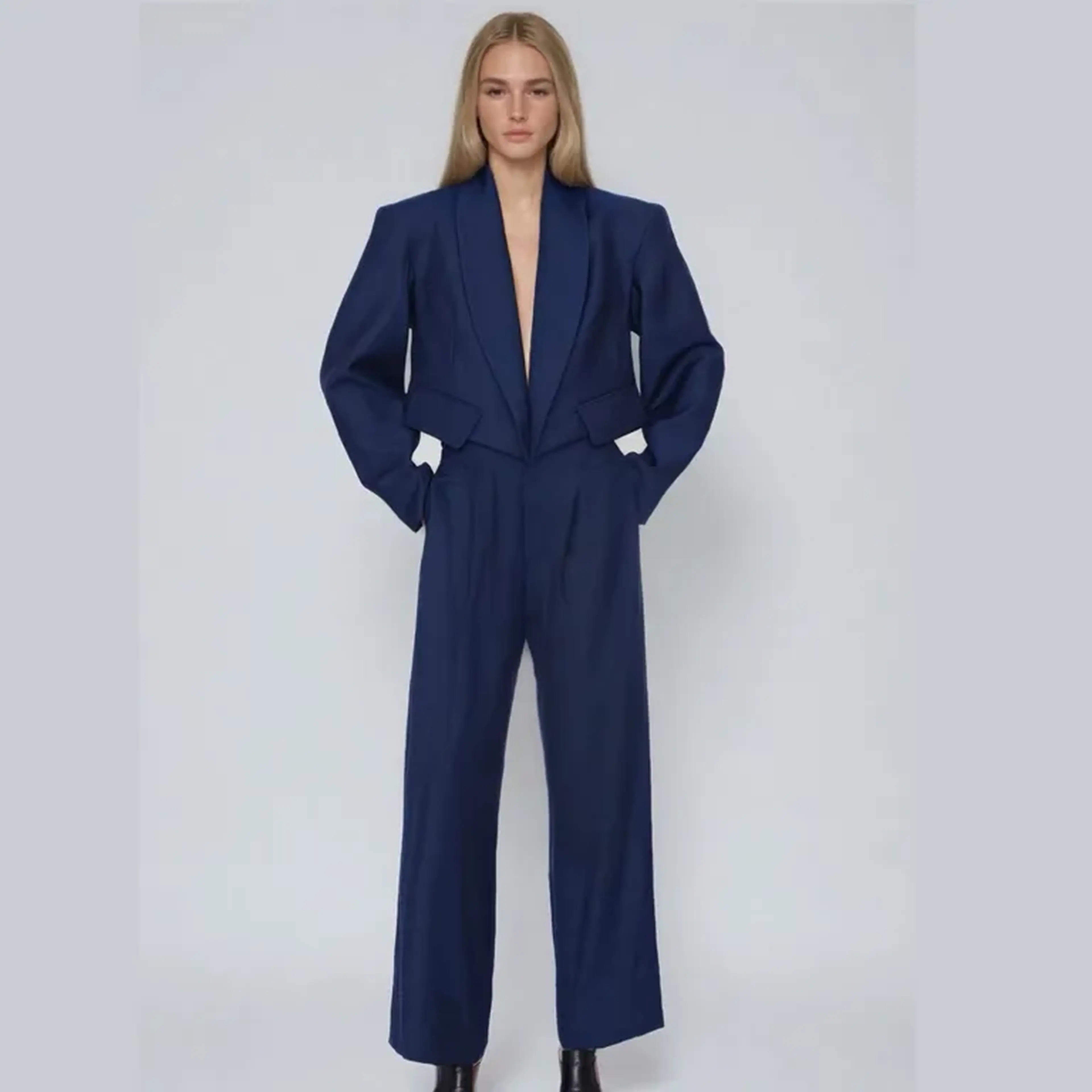 Terno Riga Cropped Navy imagem