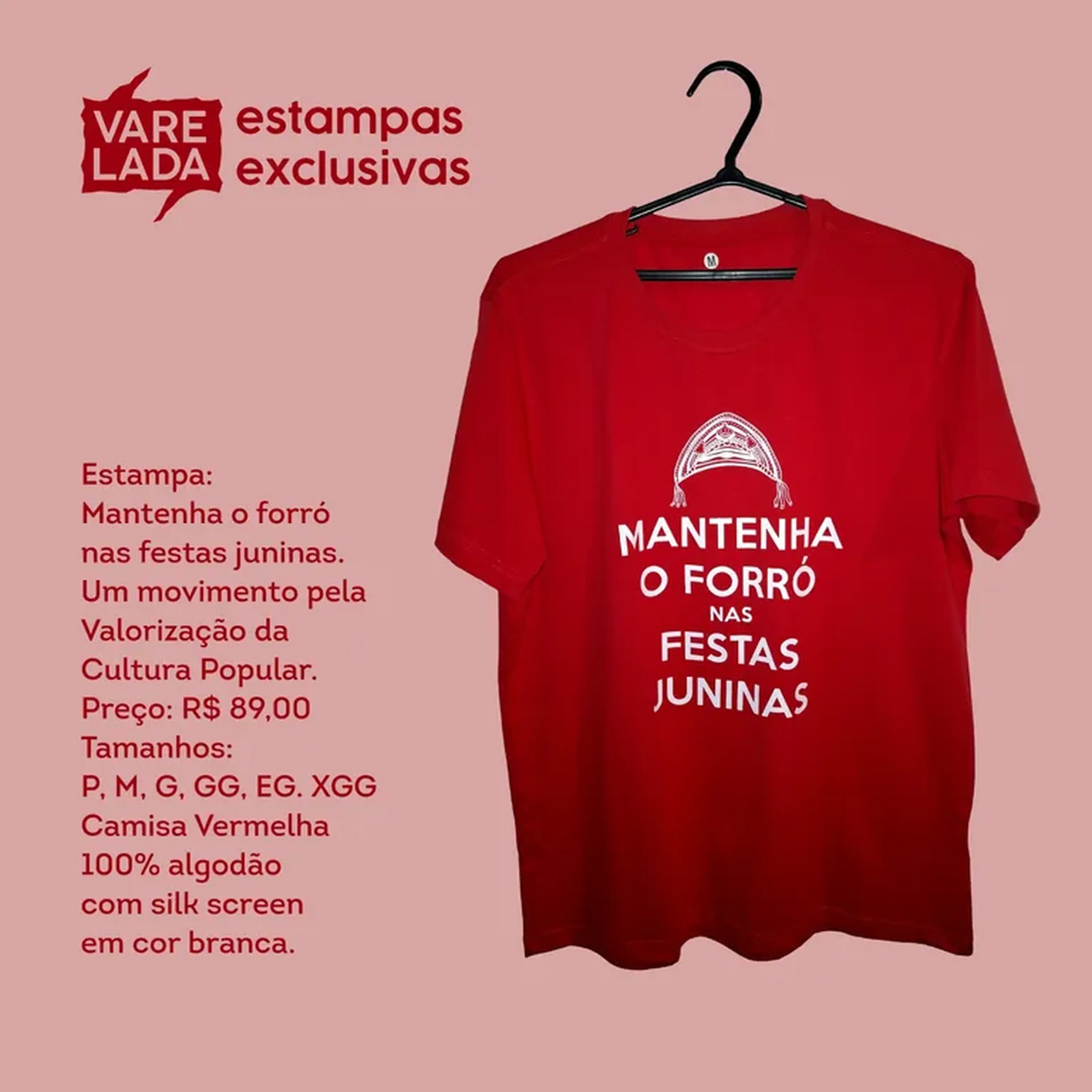 Camiseta Mantenha o Forró Nas Festas Juninas • Vermelha imagem
