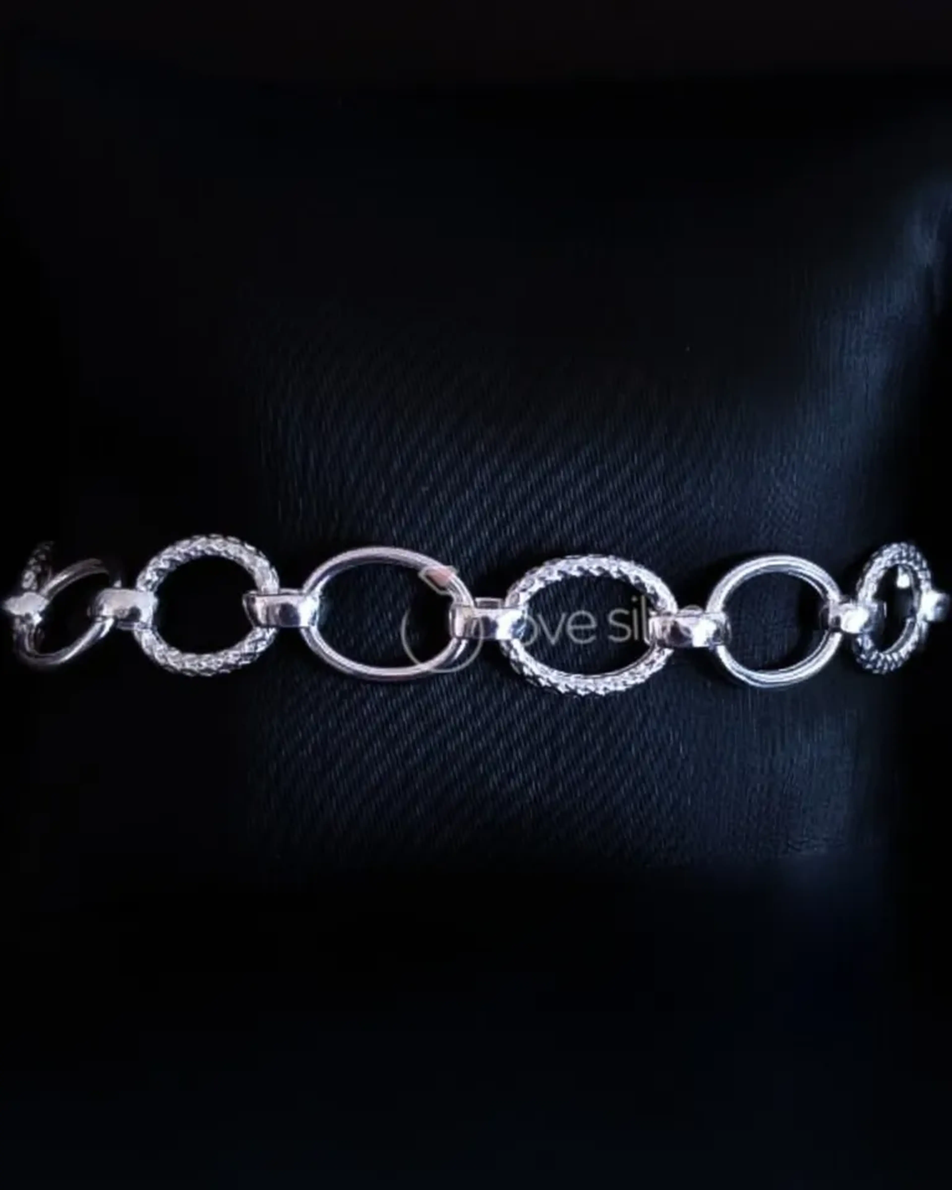 Pulseira Elos Duplos com Pingente Esfera Prata 925 imagem