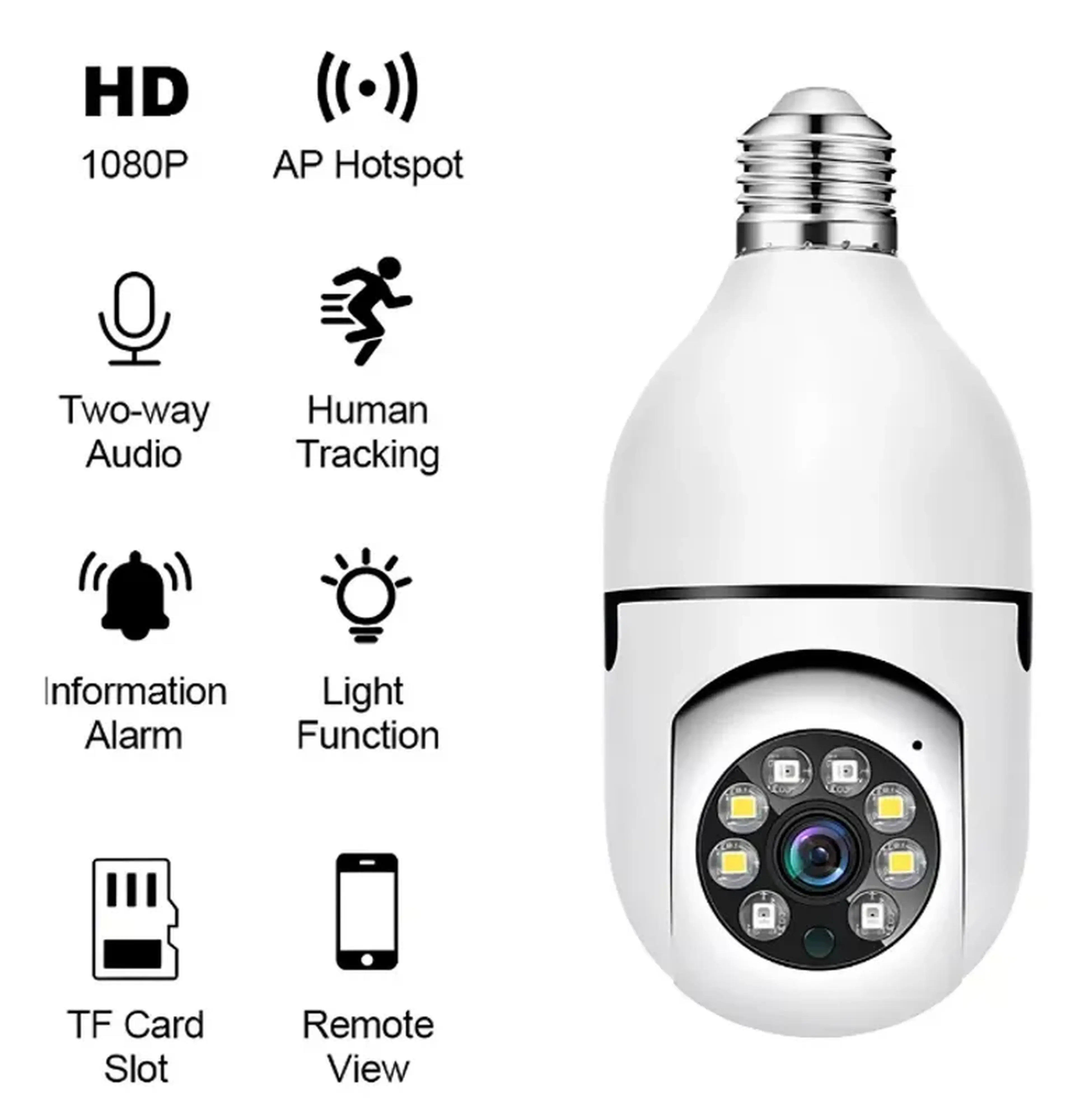 Câmera Lâmpada Giratória Wifi 360 imagem