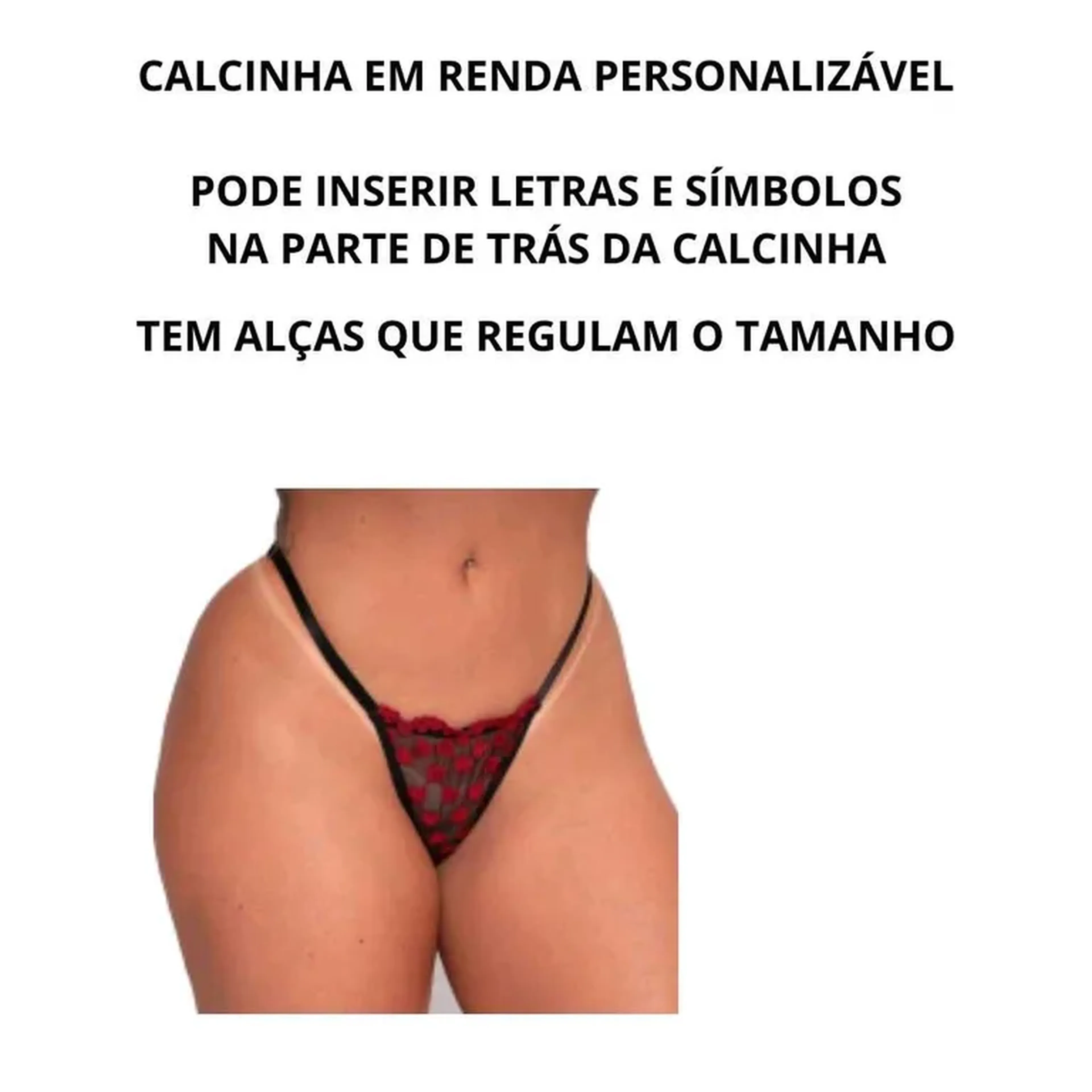 Calcinha de Renda Personalizável - vermelha e preta imagem