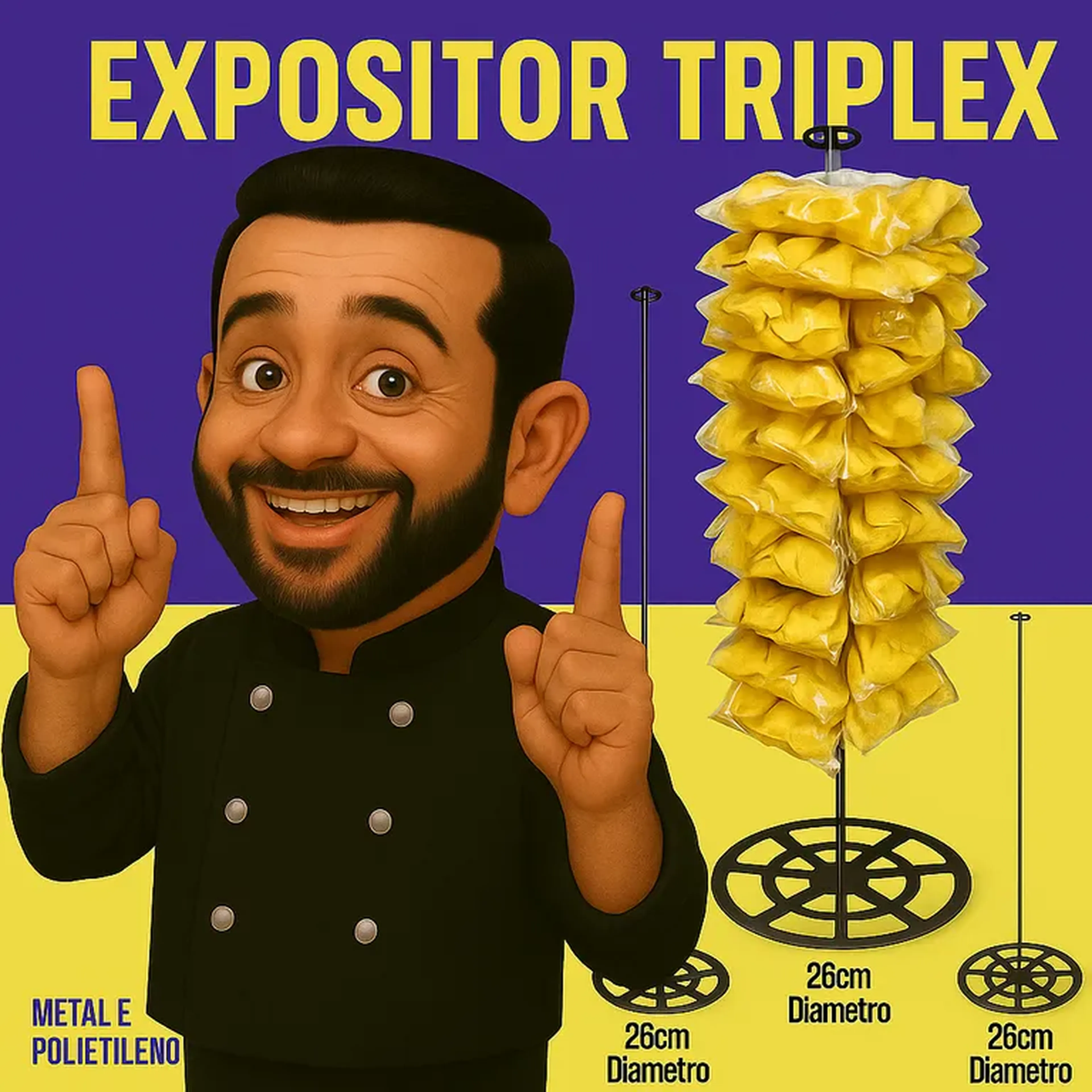 🎯 KIT COM 10 EXPOSITOR TRIPLEX DO GUARUJÁ PARA SNACKS imagem
