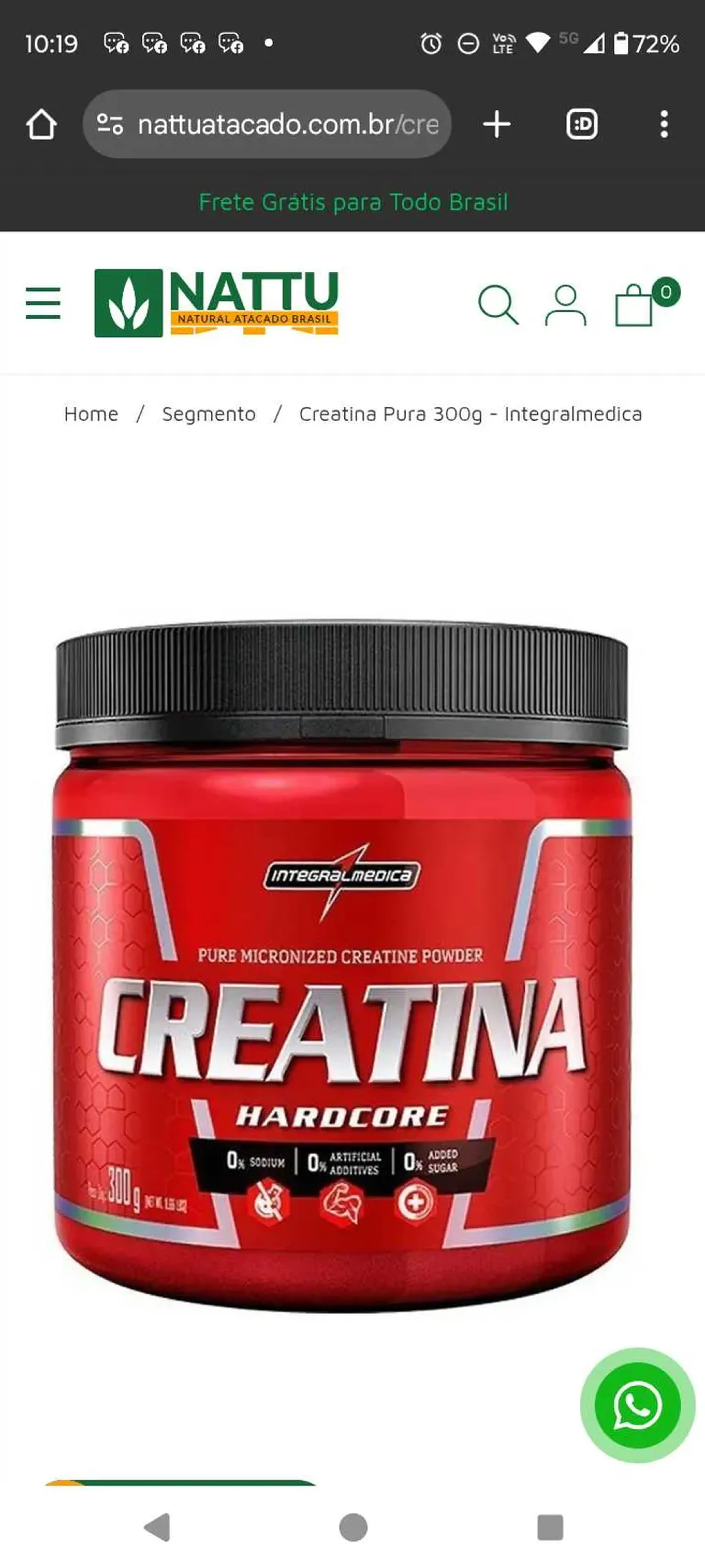 Creatina Pura 300g - Integralmedica imagem