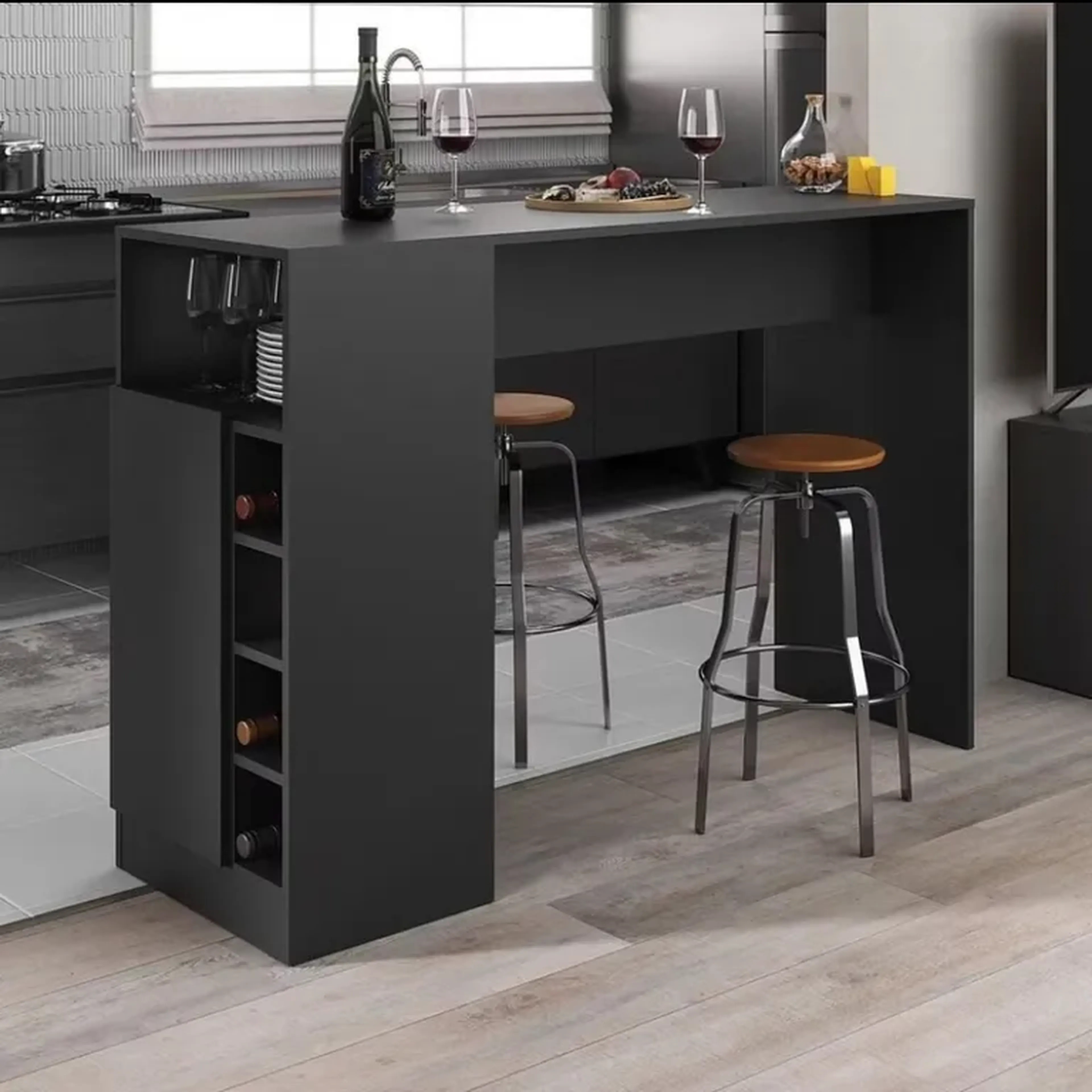 Bancada Balcão Mesa de Cozinha com Adega e 1 Porta Multimóveis imagem
