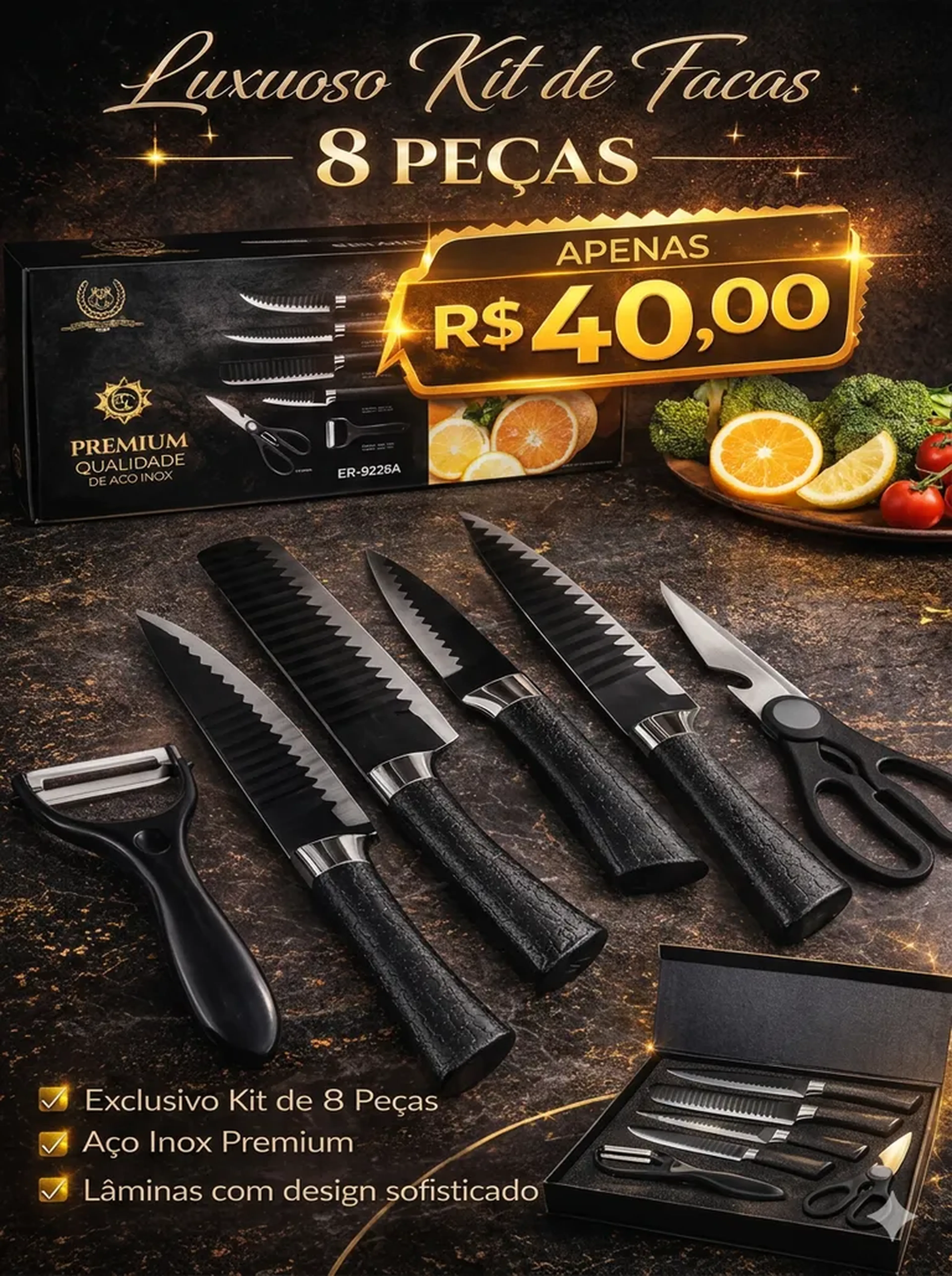 Kit de 8 peças Aço inox imagem