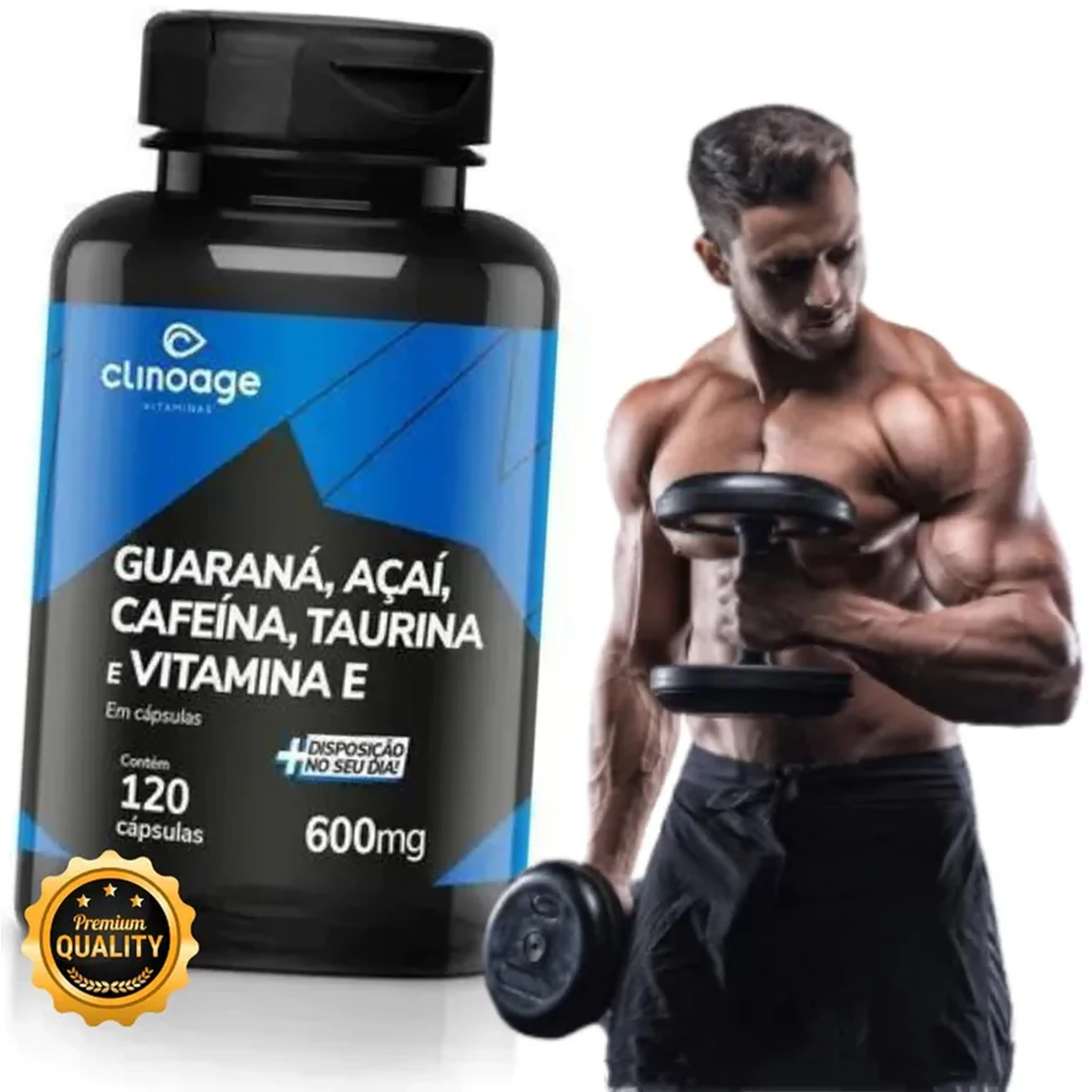 Guaraná Cafeína Açaí Taurina Vit. E 600mg 120 Caps Clinoage imagem