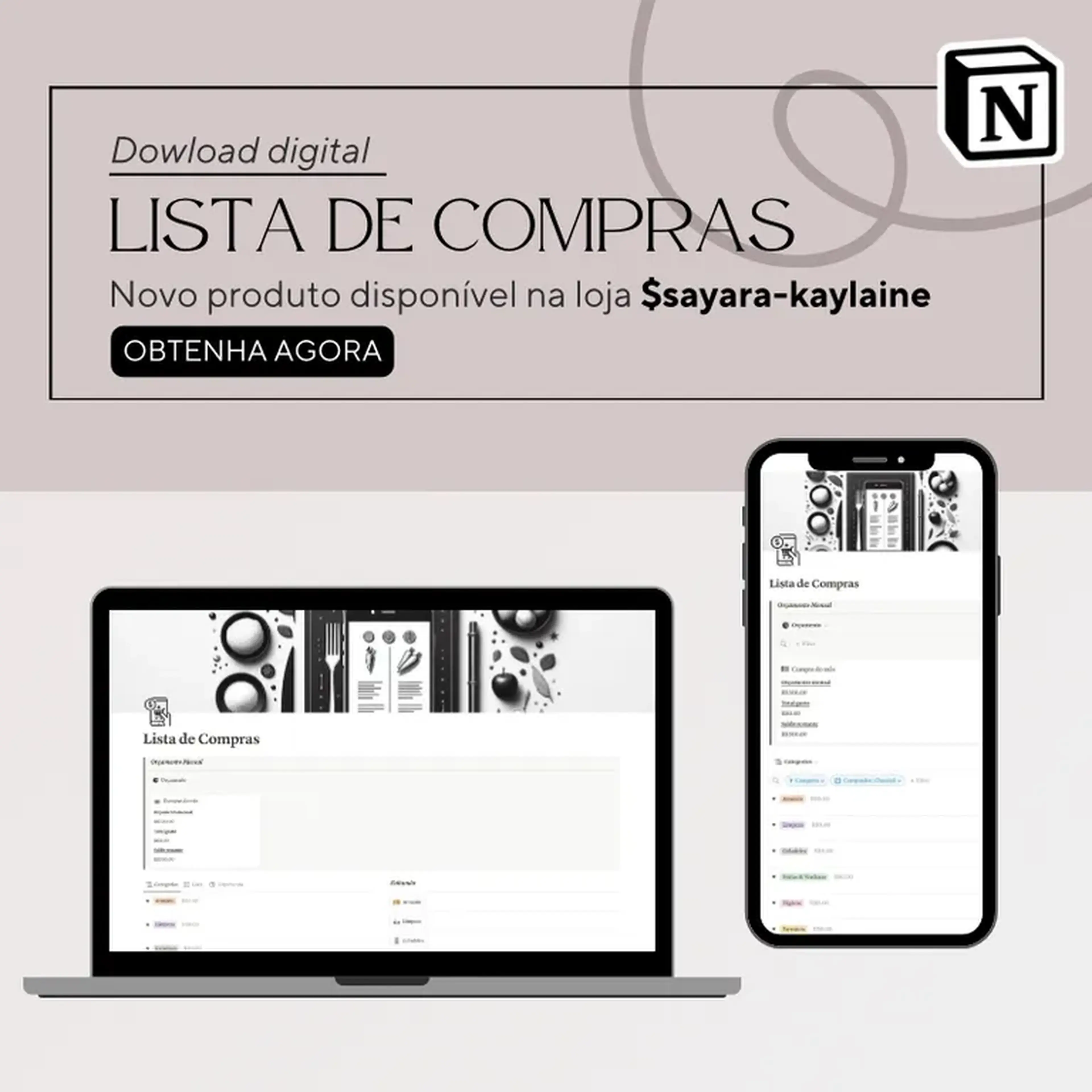 Template Notion: Lista de Compras imagem