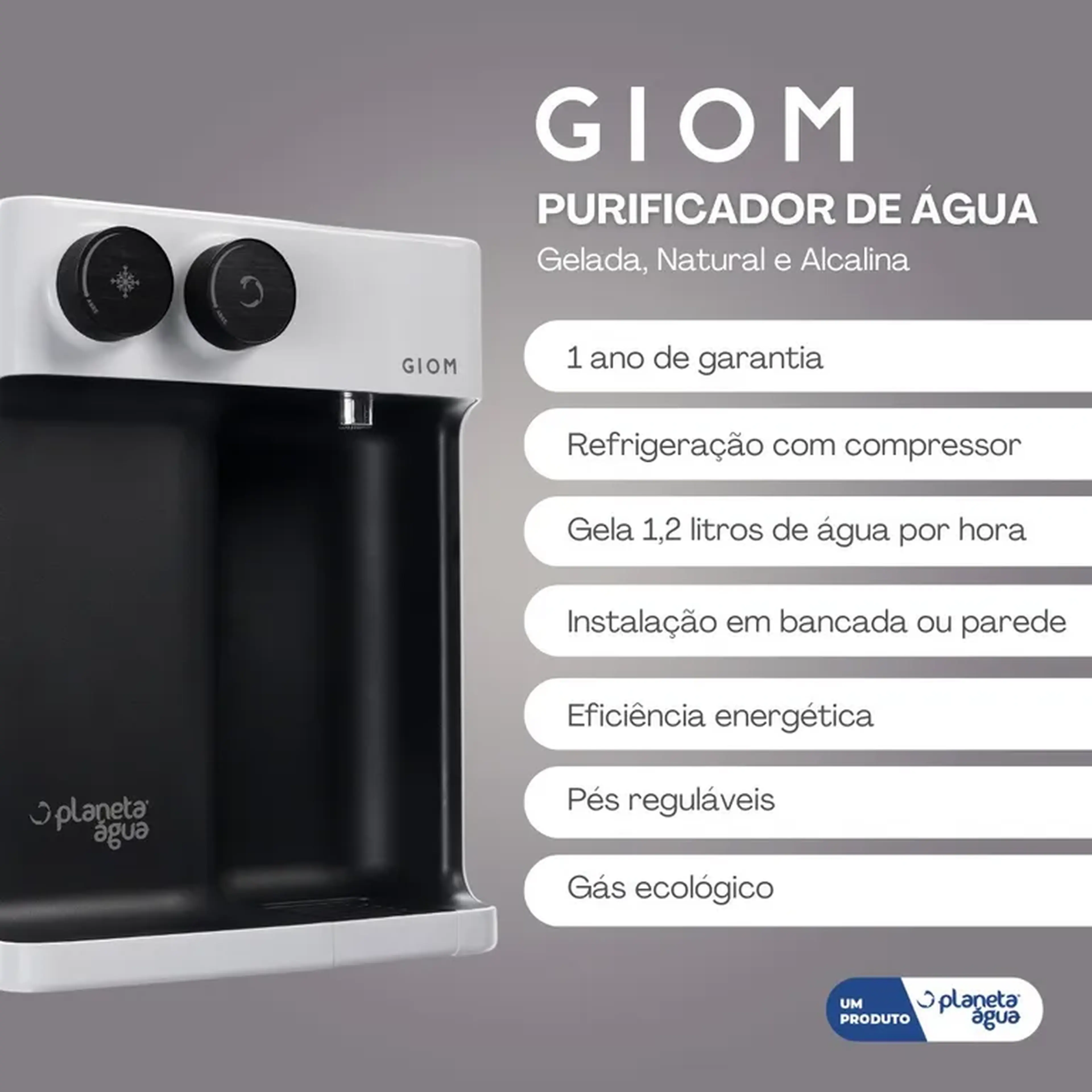 Purificador Giom Natural e Gelado 🧊 - Água Alcalina imagem