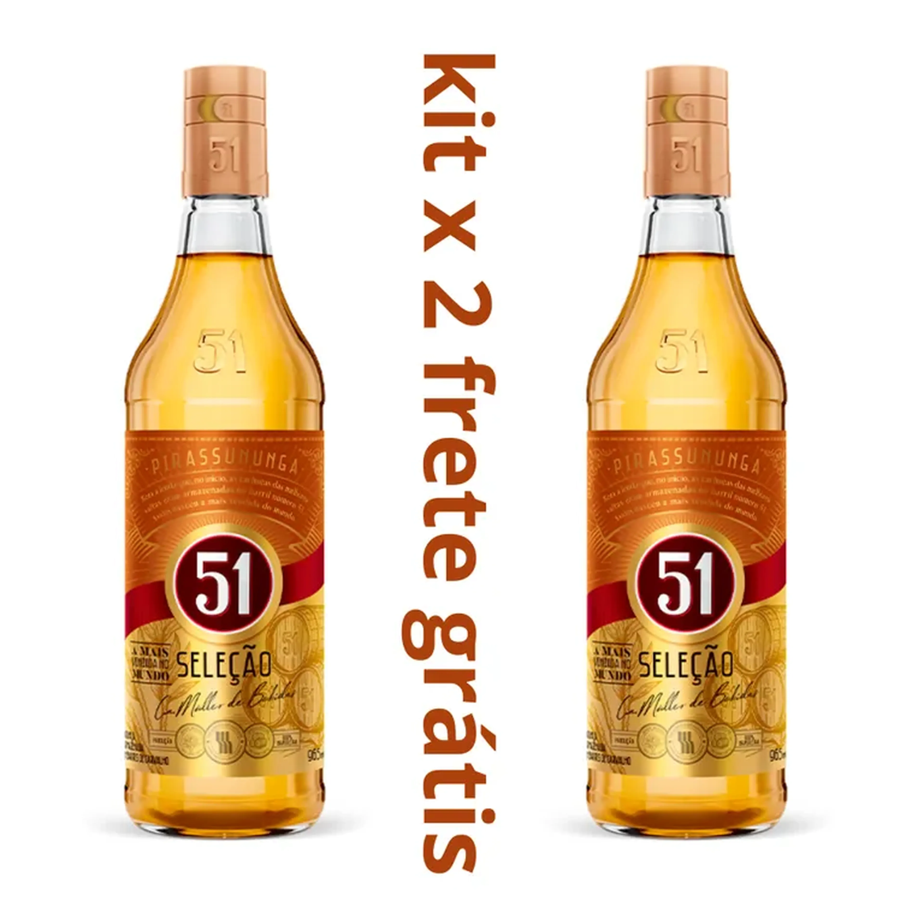 Kit X2 Garrafas Cachaça 51 Seleção Envelhecida Premium 965ml imagem