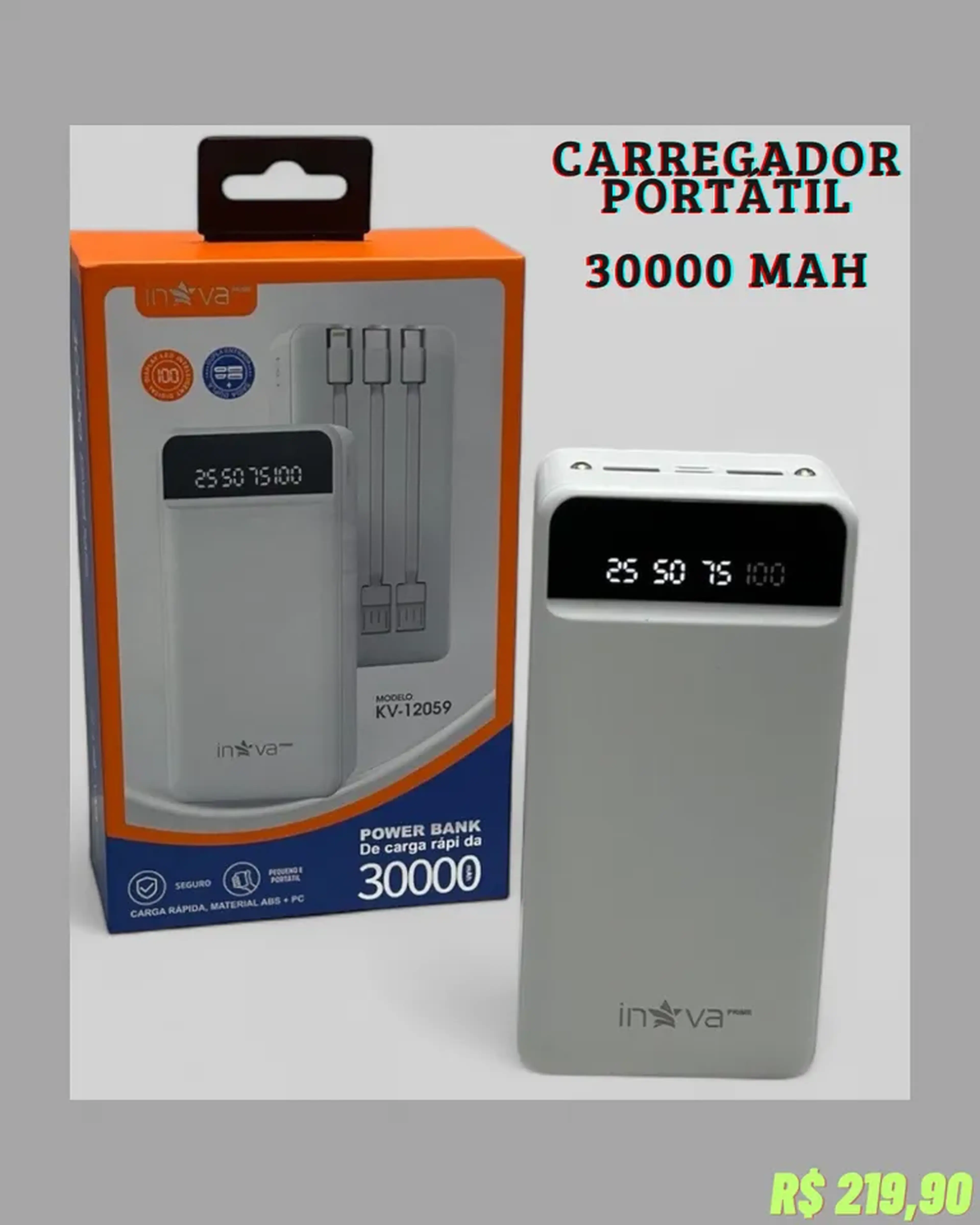 Power Bank 30000 mAh imagem