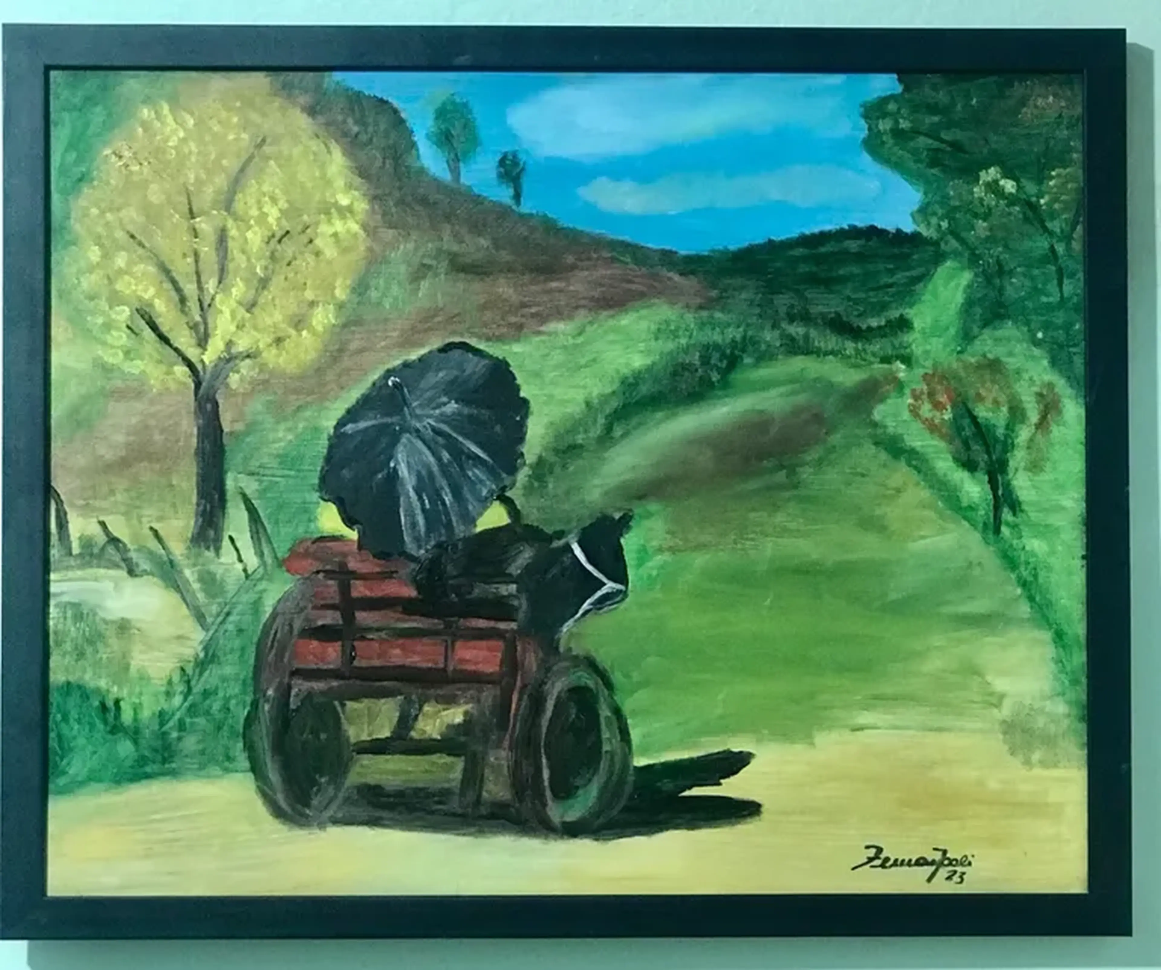 Tela MDF tinta óleo sobre 30x40 “Caminho de casa” com moldura imagem
