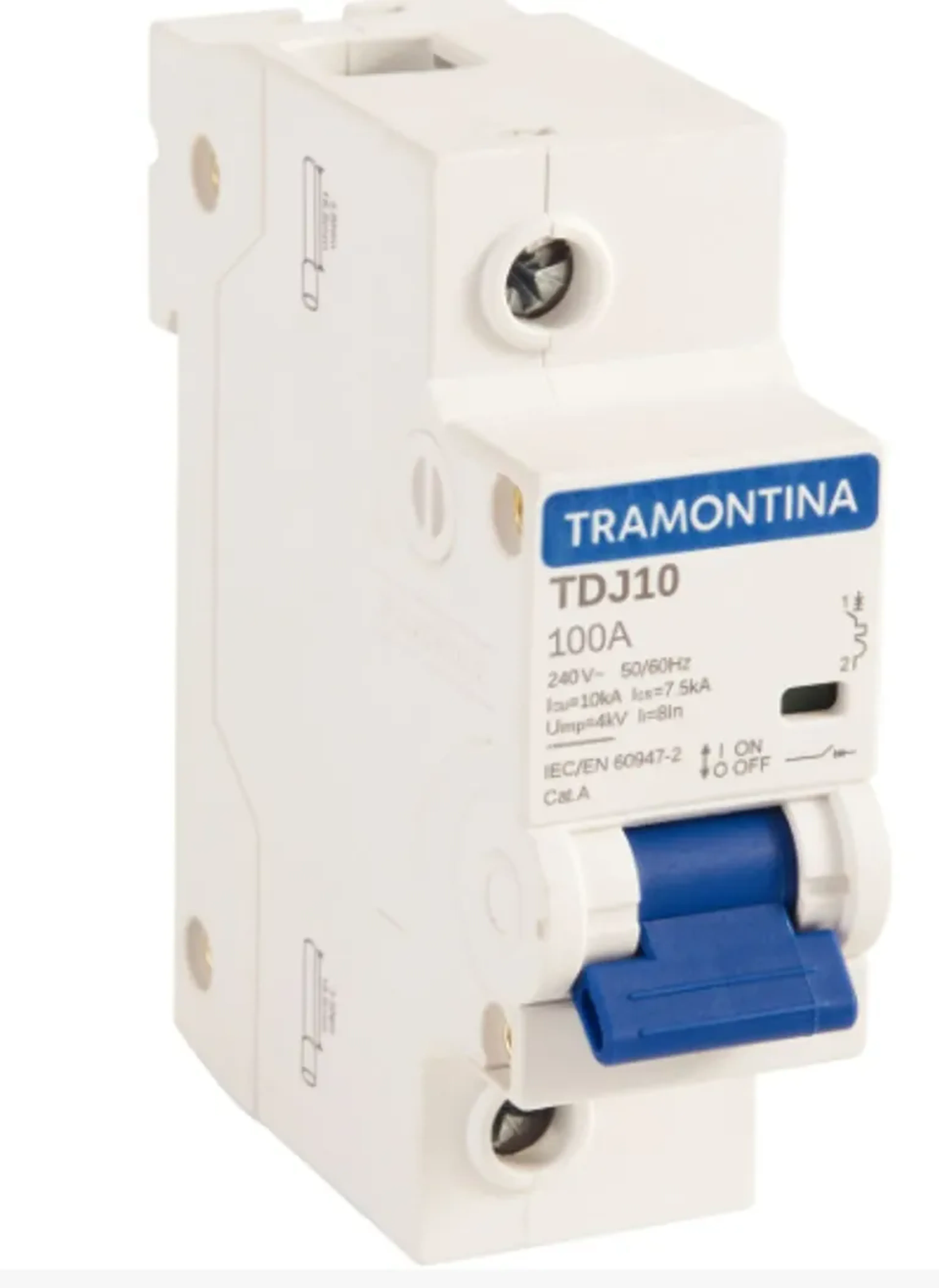 Minidisjuntor TDJ10 1 P 100 A 10 kA curva C Tramontina imagem