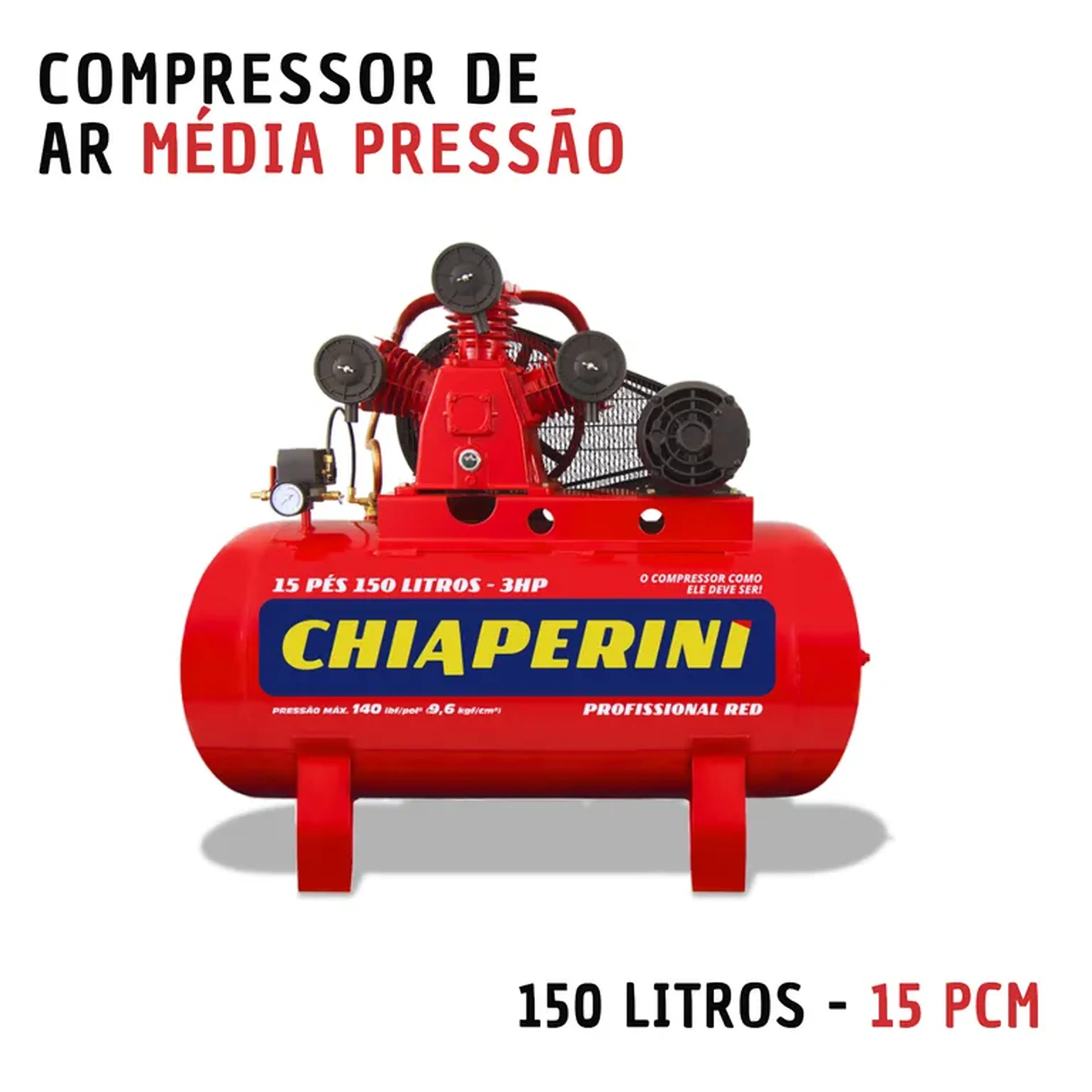 Compressor de ar média pressão 150 litros (15 pcm) imagem
