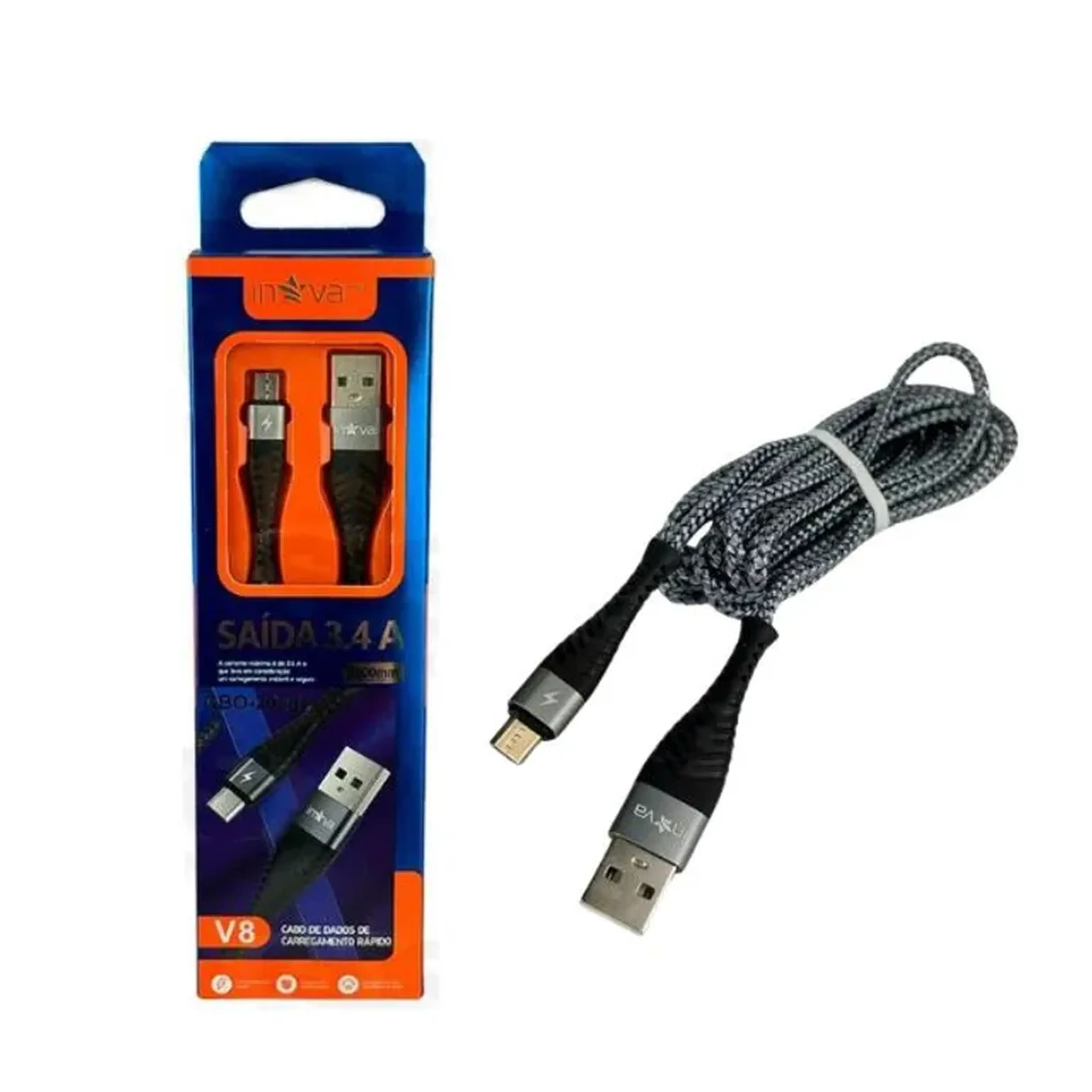 Cabo Carregador Usb V8 Samsung Xiaomi Motorola imagem