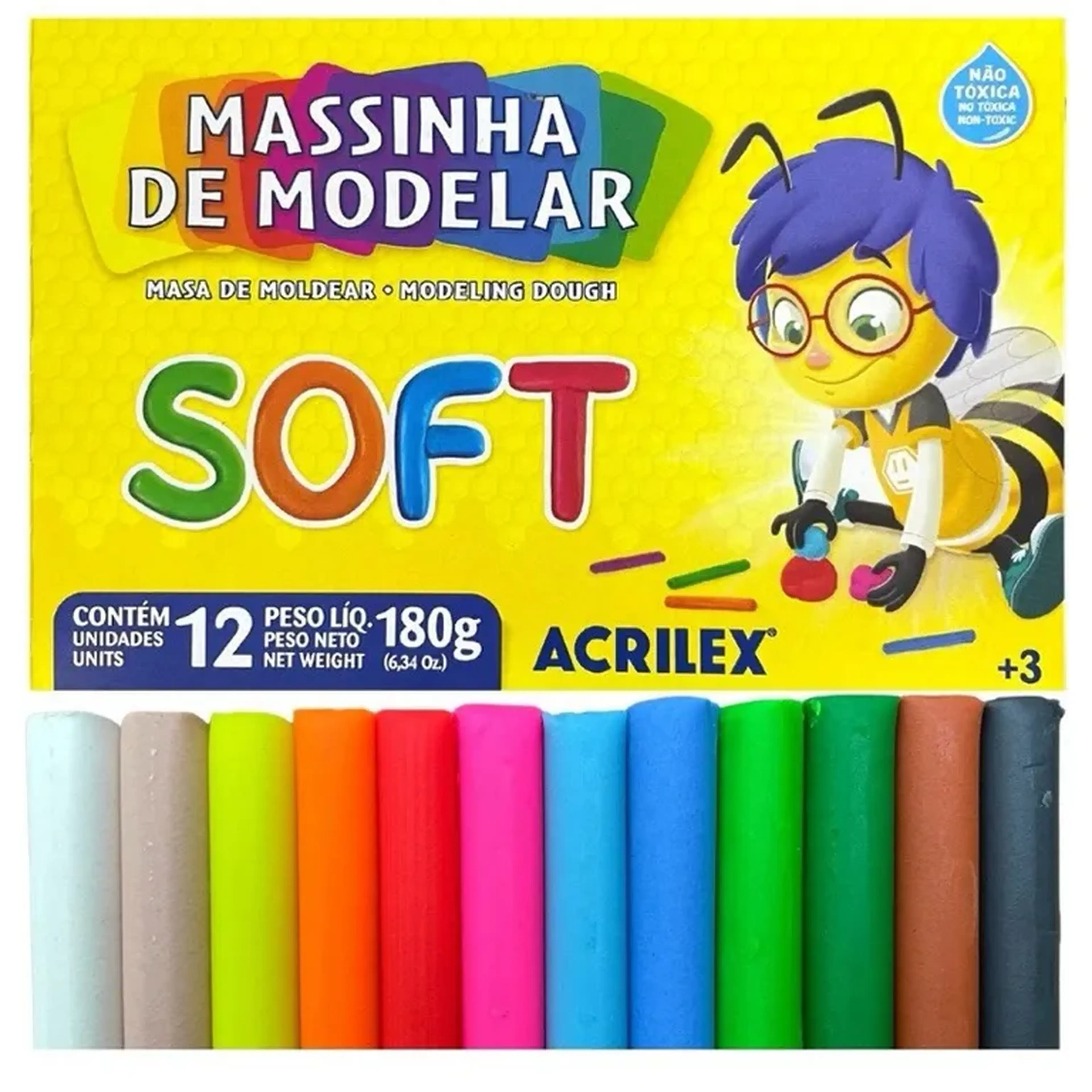 Massa de Modelar 12 cores Soft Acrilex imagem