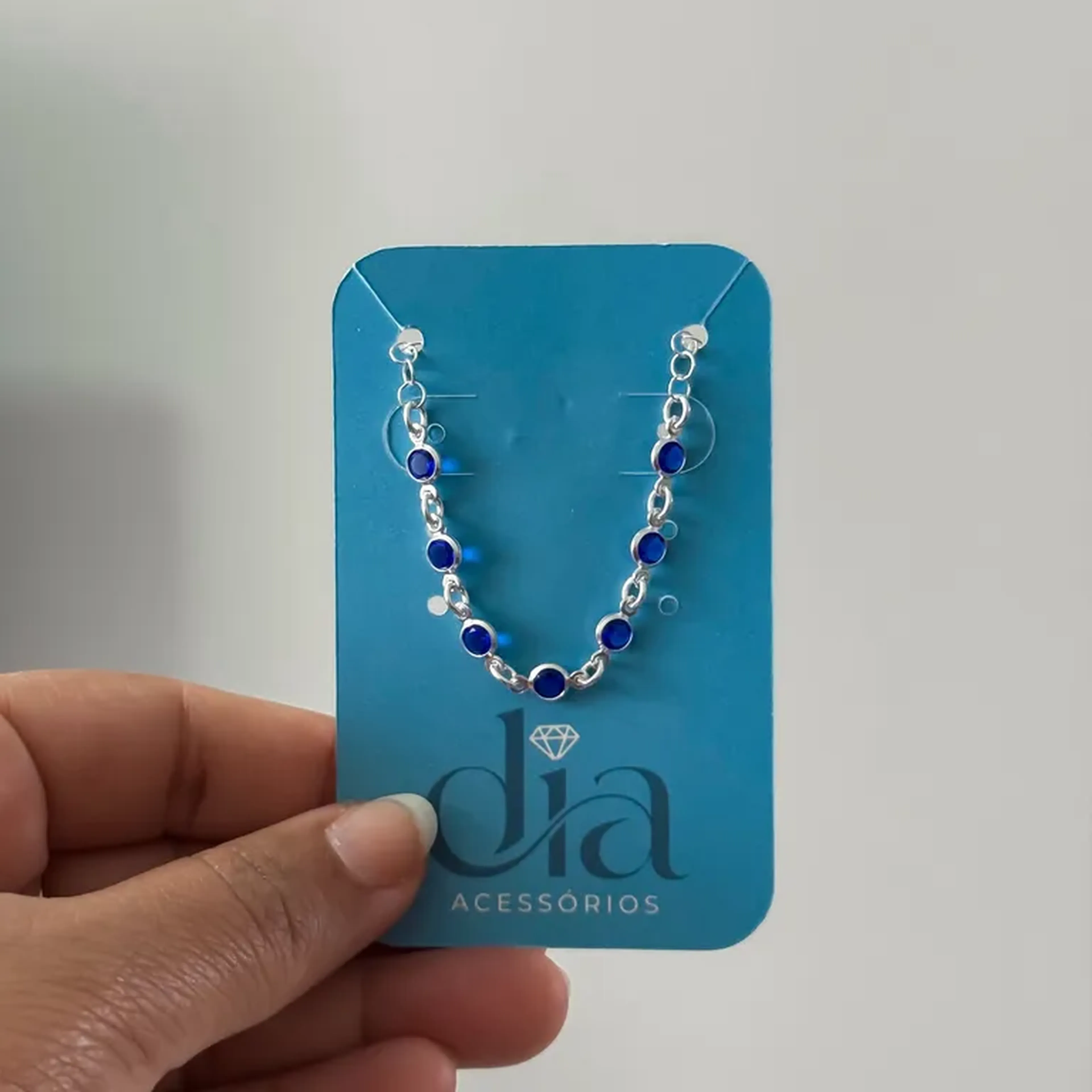 Puleira Elos Redondos Zircônia azul imagem