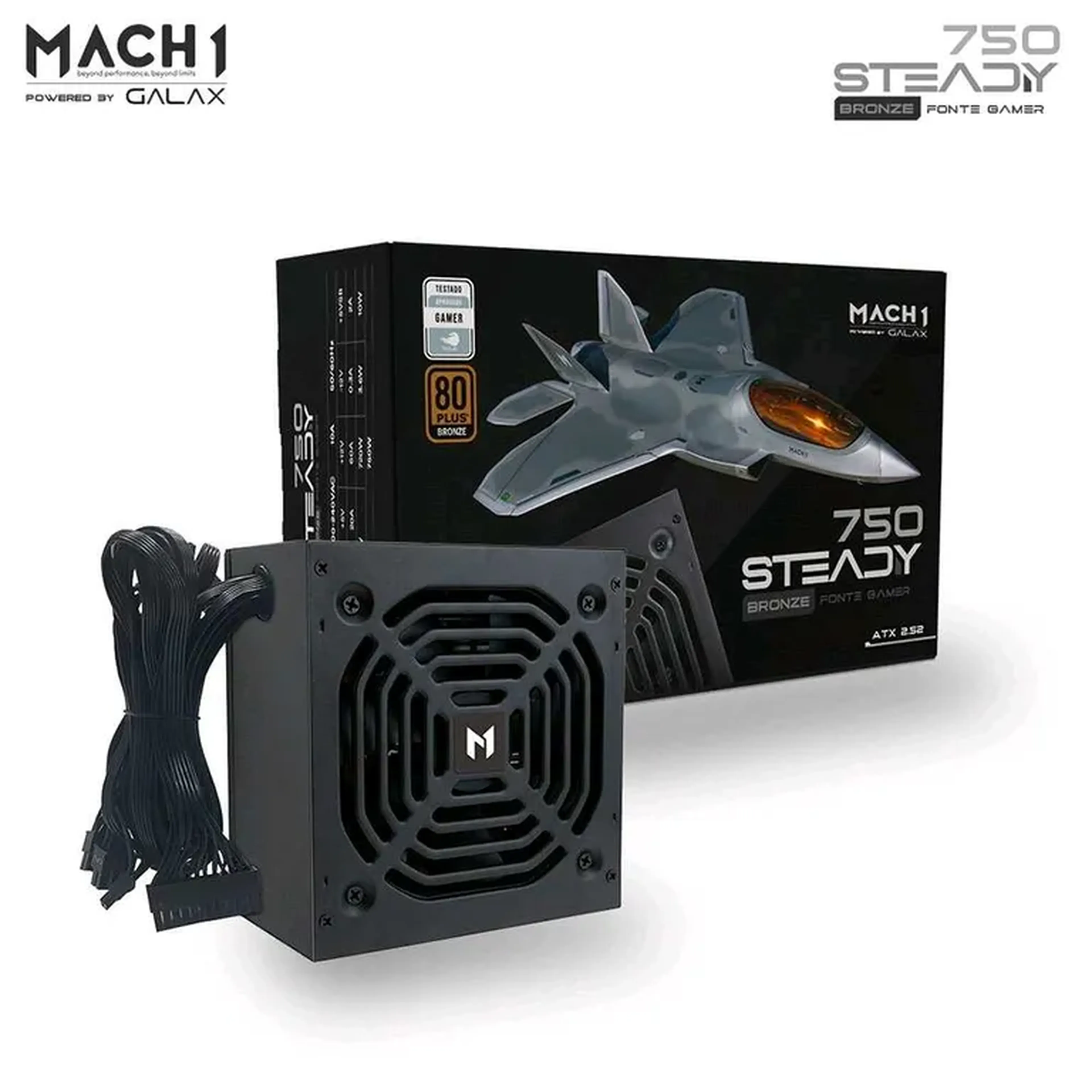 Fonte 750W MACH1 Steady, 80 Plus Bronze, PFC Ativo, Preto imagem