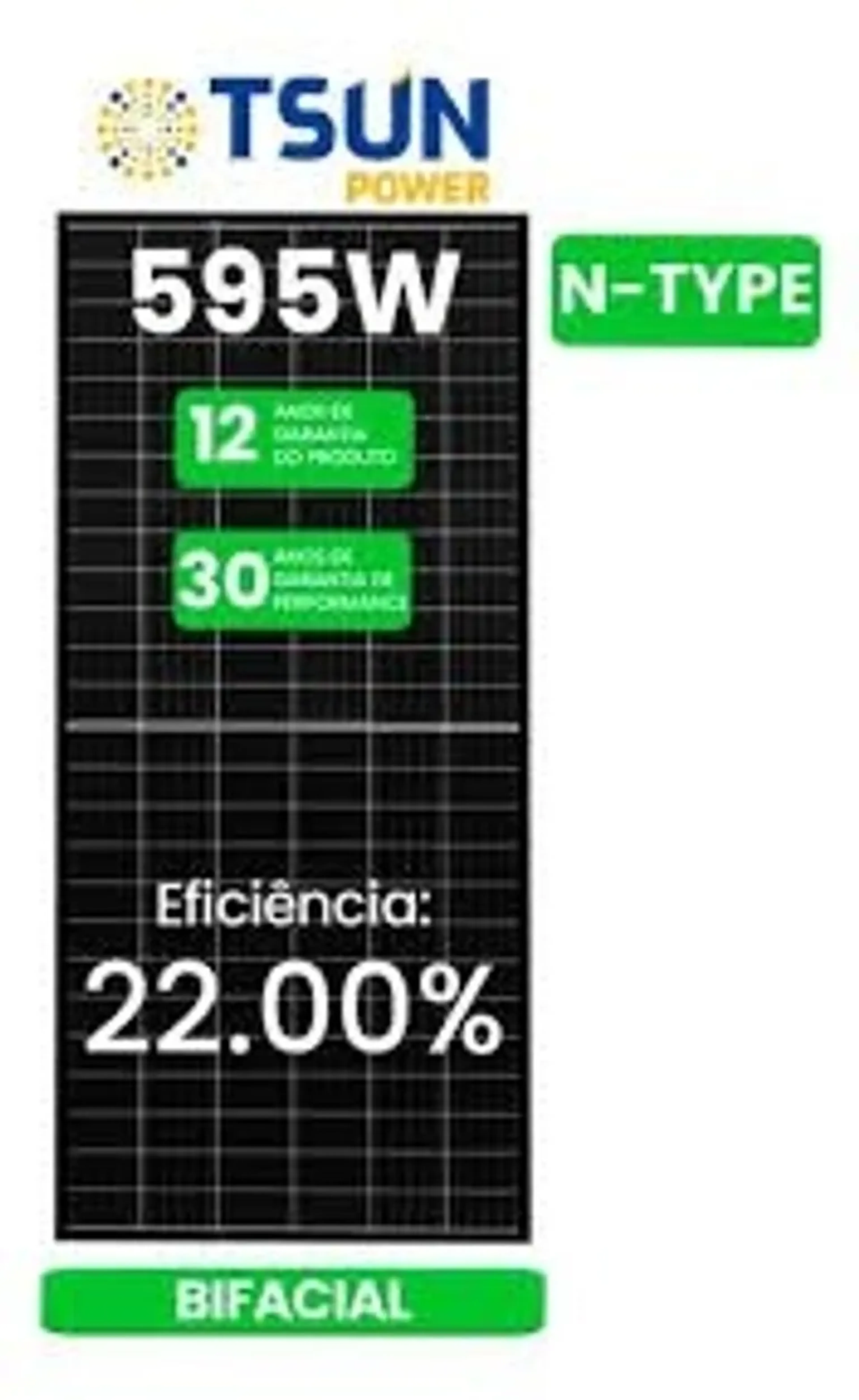 MODULO 595W N-TYPE TSUN BIFACIAL 30MM imagem