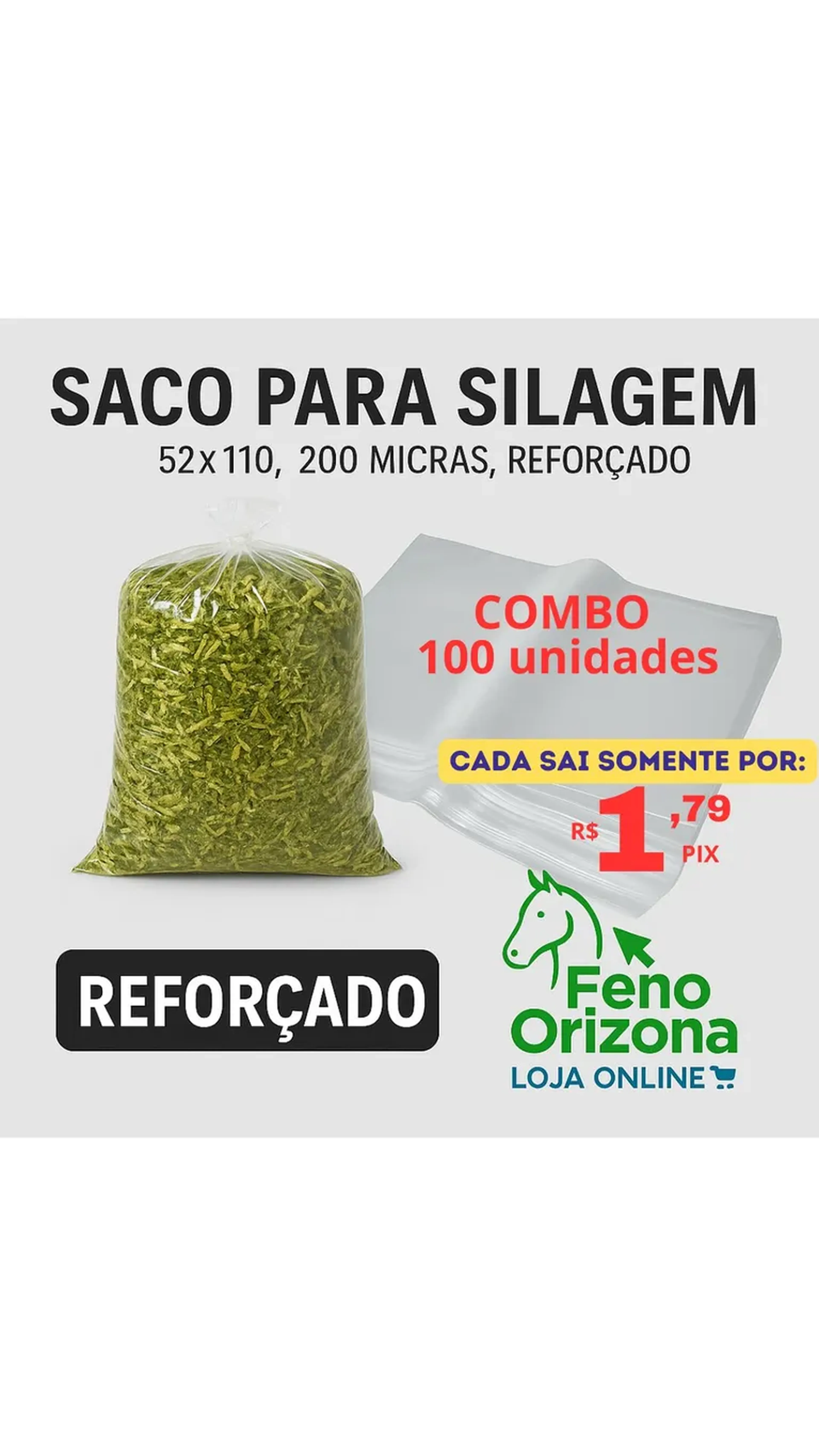 100 - Saco para Silagem - Transparente 52x110 200mc - und imagem