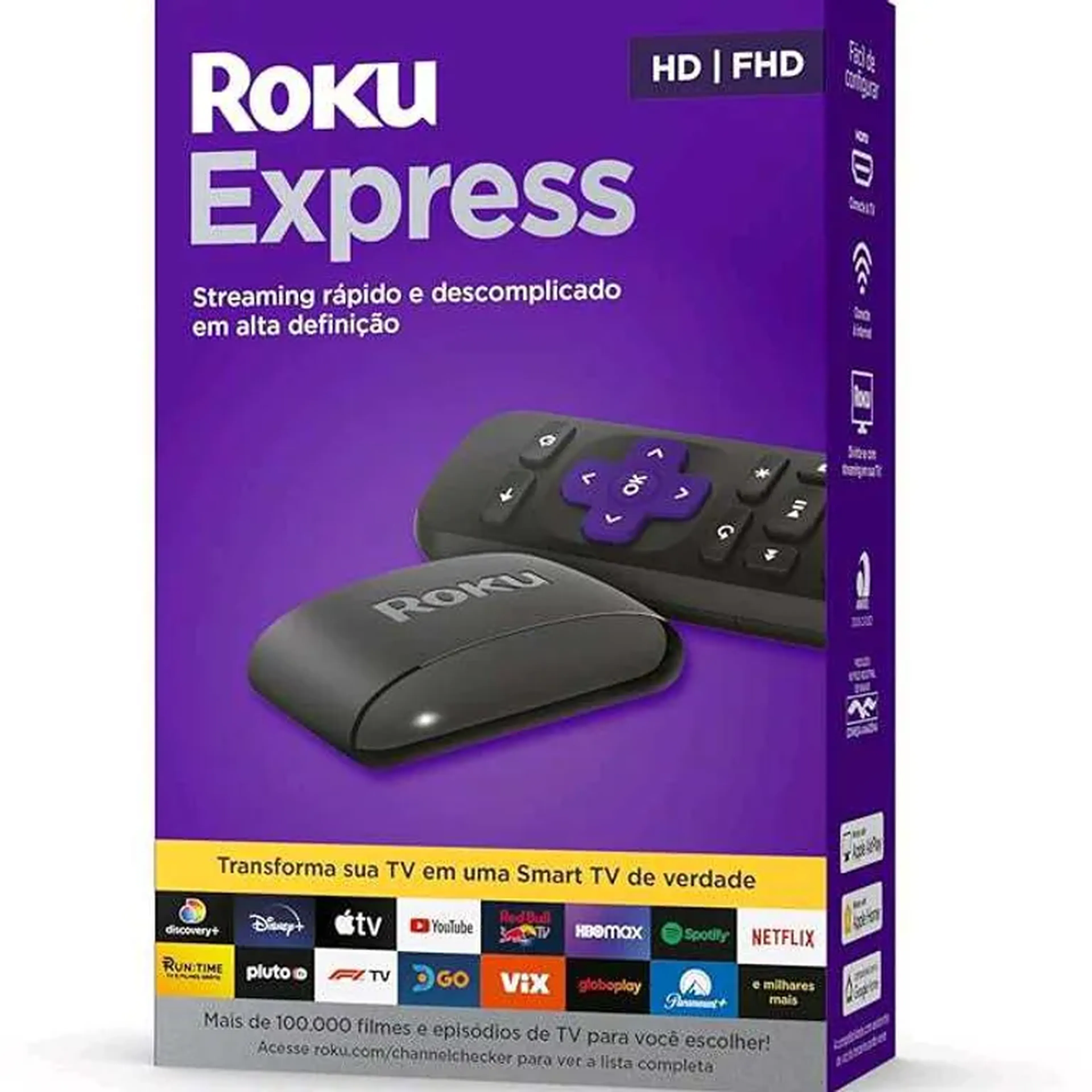 Roku Express - Um Mês de Programação Grátis - Instalação Inclusa imagem