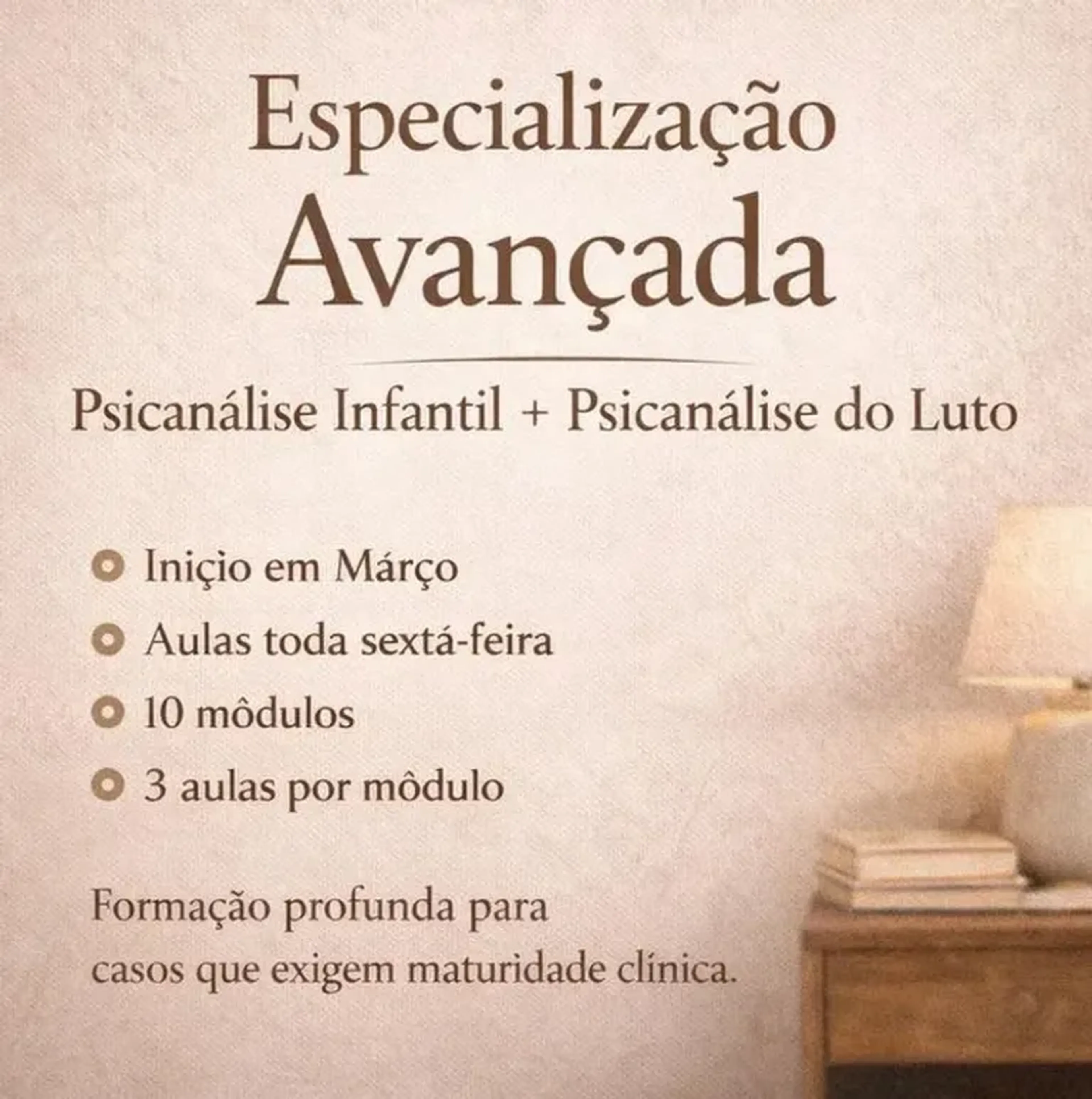 10X 104,00 Especialização Psicanálise Infantil imagem