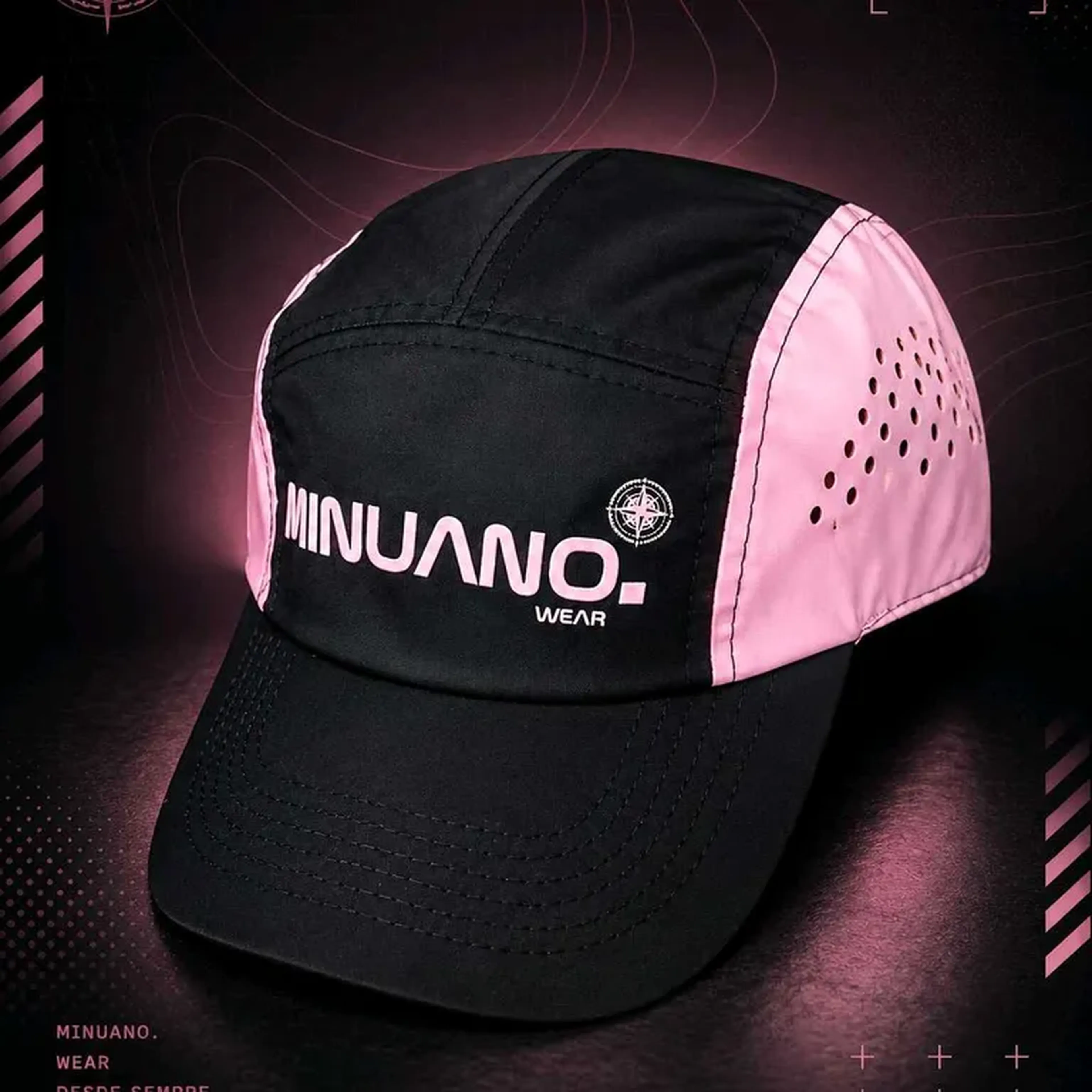Boné Running Preto Rosa Minuano Wear imagem