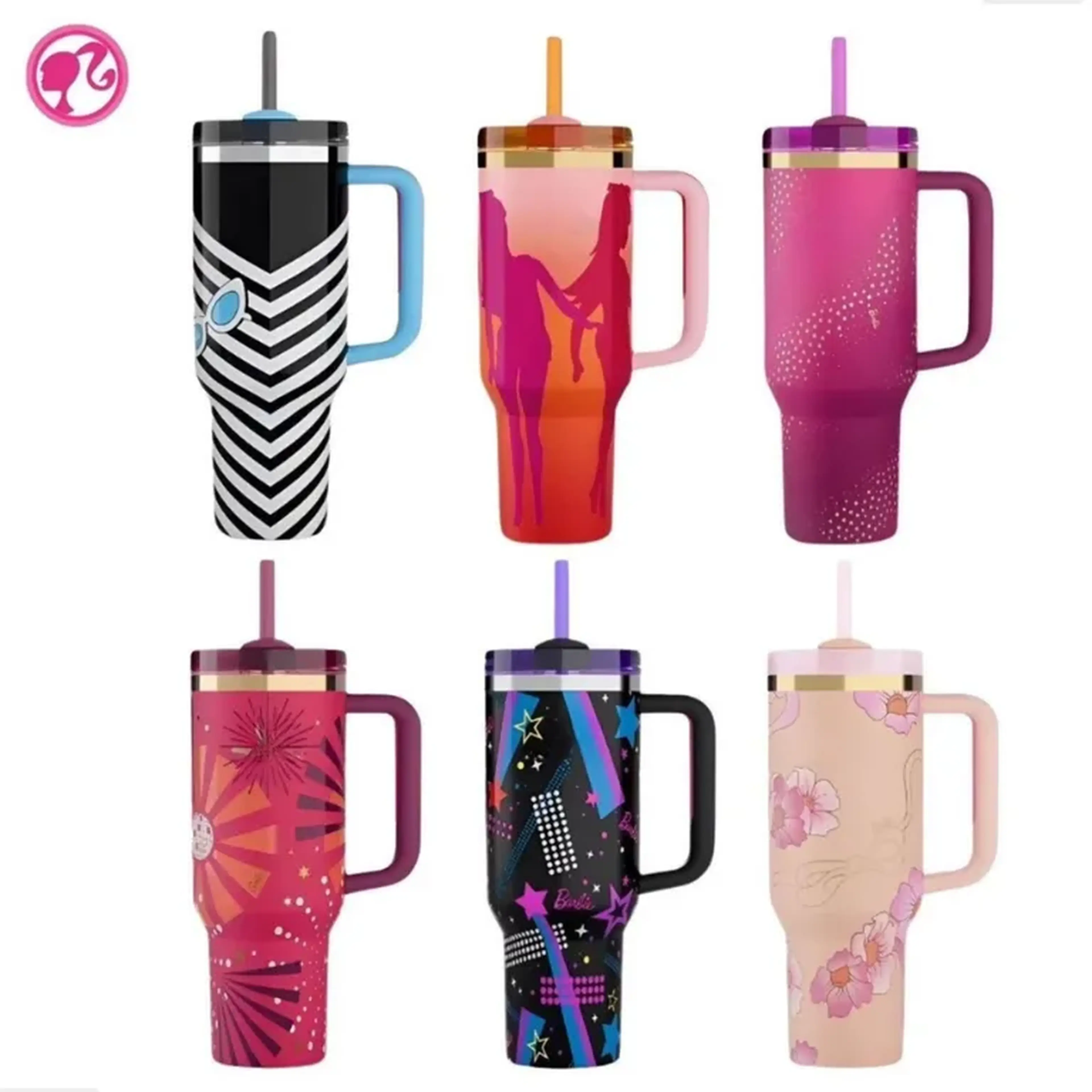 Copo Barbie 1200ml Inox Com Tampa e Canudo Personalizado imagem